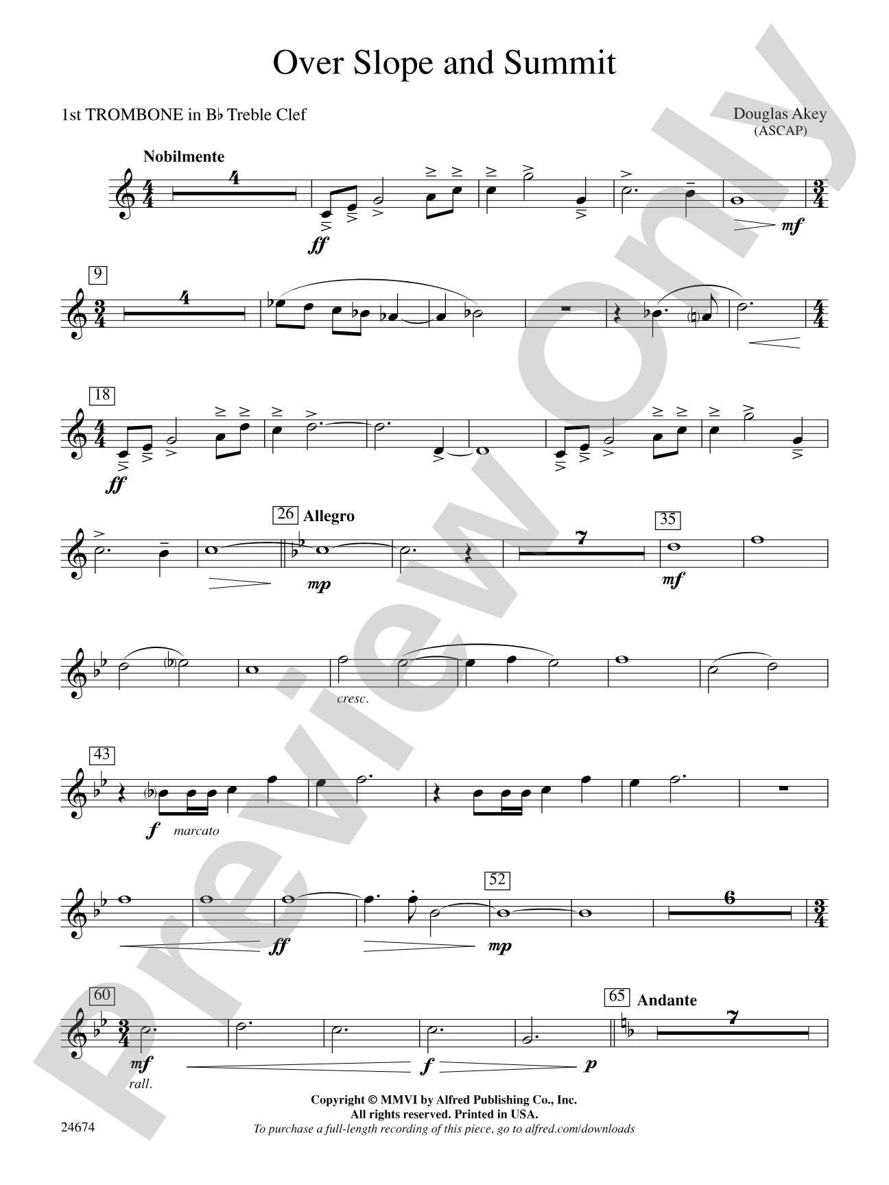 Over Slope and Summit: (wp) 1st B-flat Trombone T.C.