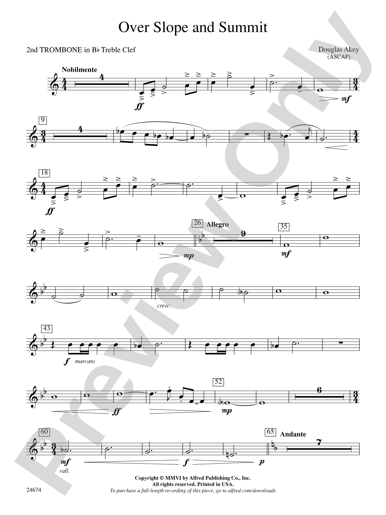 Over Slope and Summit: (wp) 2nd B-flat Trombone T.C.