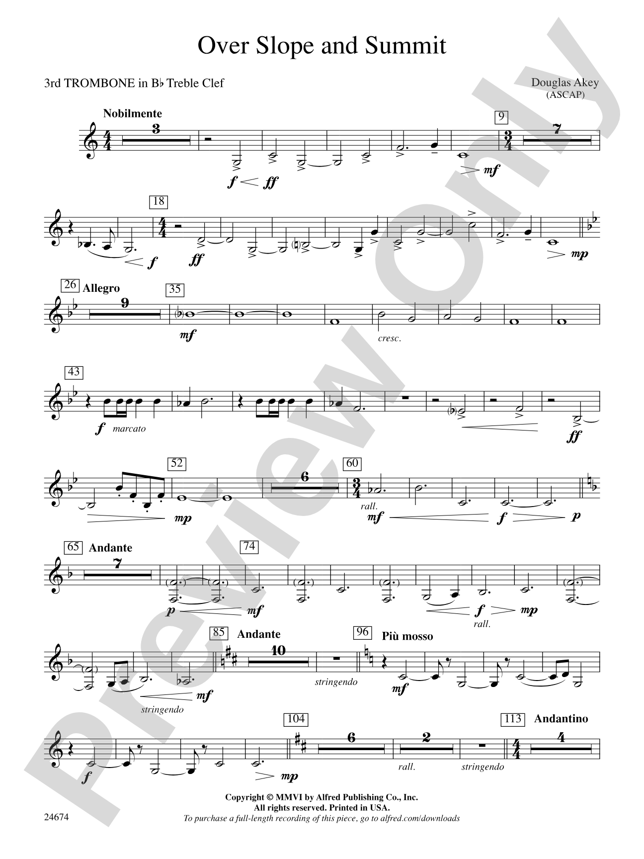 Over Slope and Summit: (wp) 3rd B-flat Trombone T.C.
