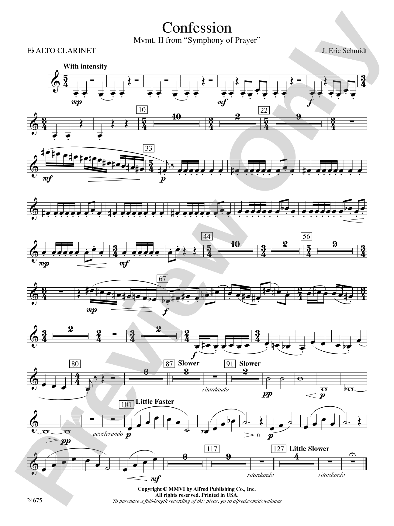 Confession (Movement 2 of Symphony of Prayer): E-flat Alto Clarinet