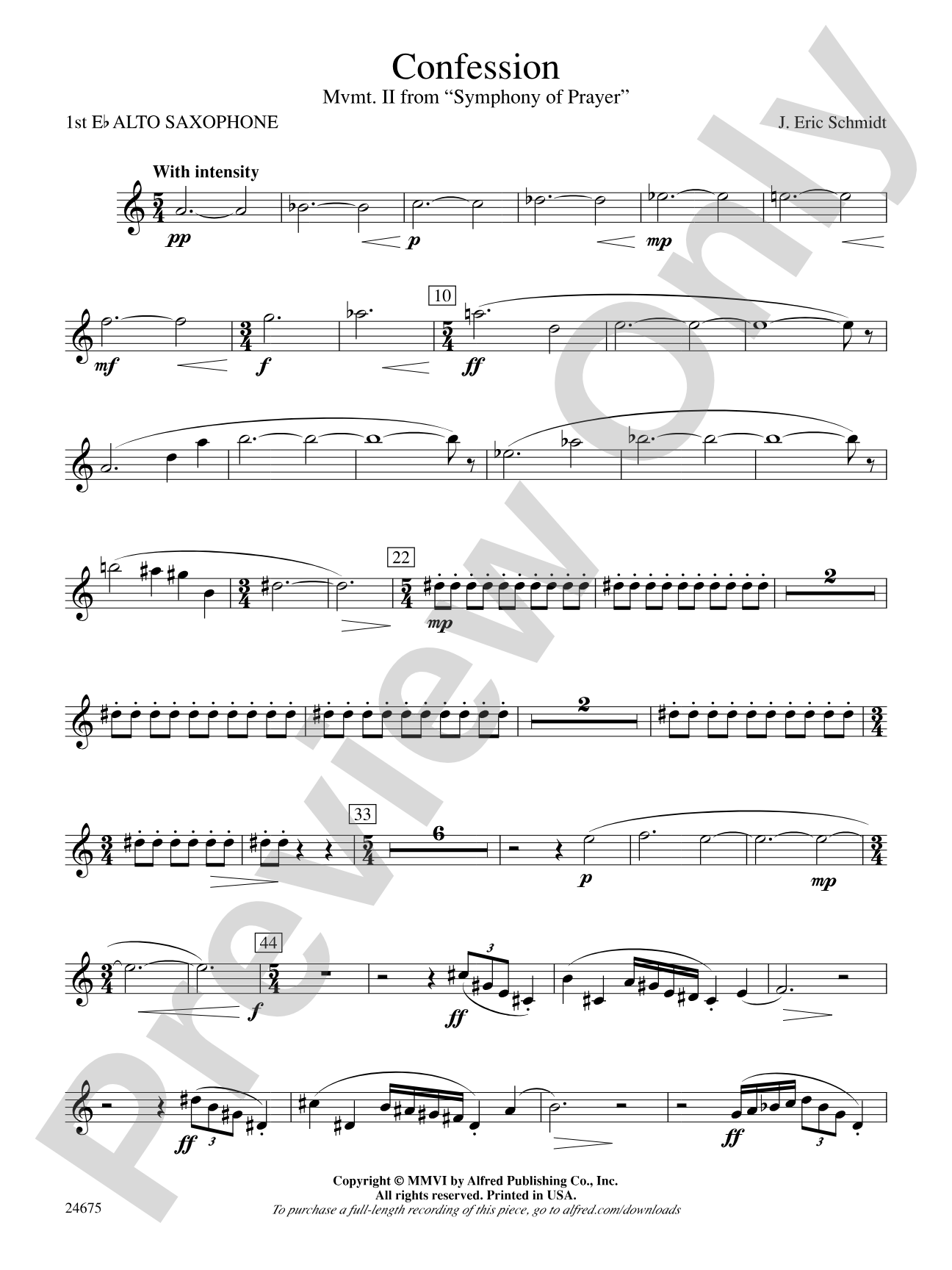 Confession (Movement 2 of Symphony of Prayer): E-flat Alto Saxophone