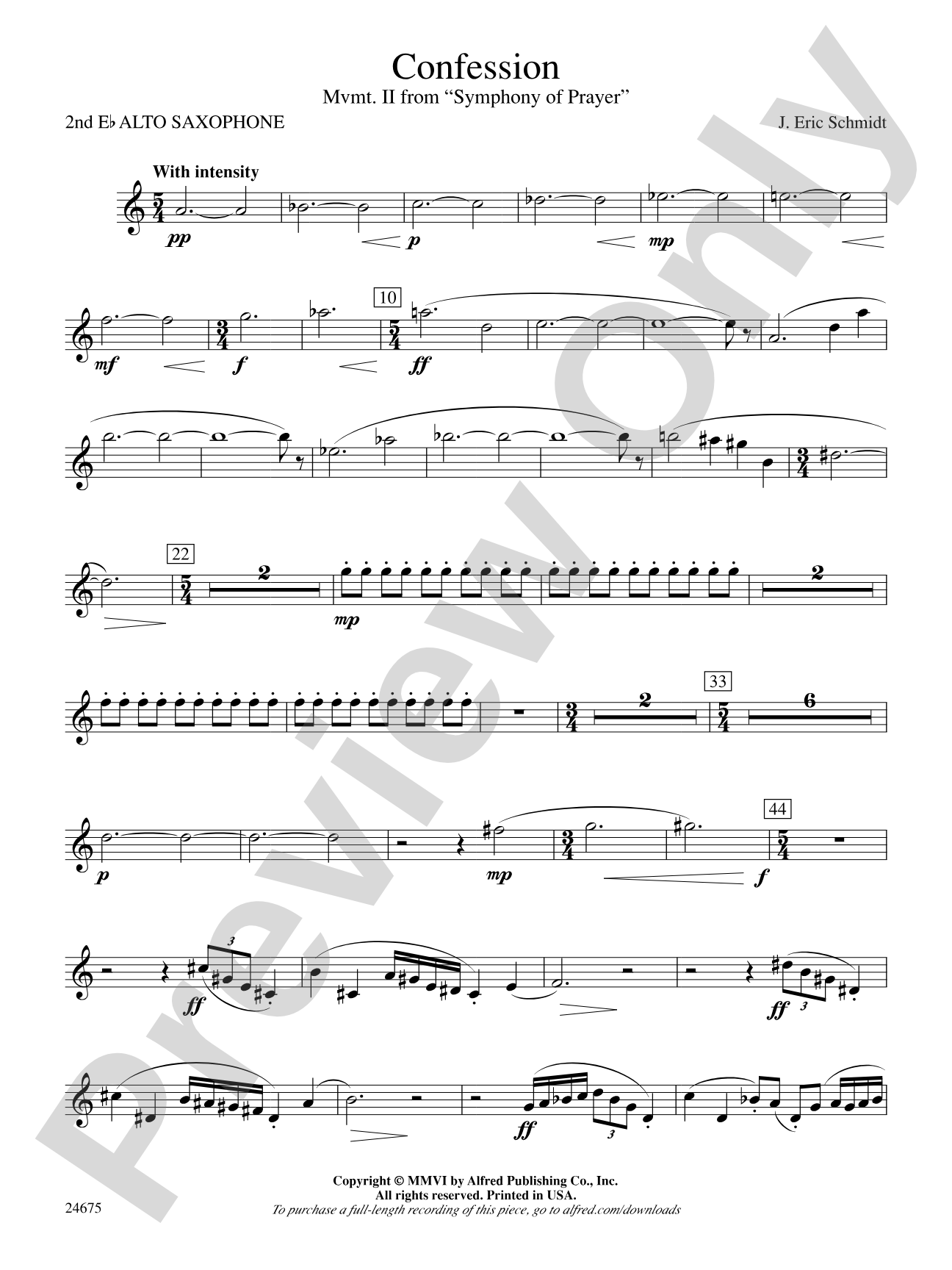Confession (Movement 2 of Symphony of Prayer): 2nd E-flat Alto Saxophone