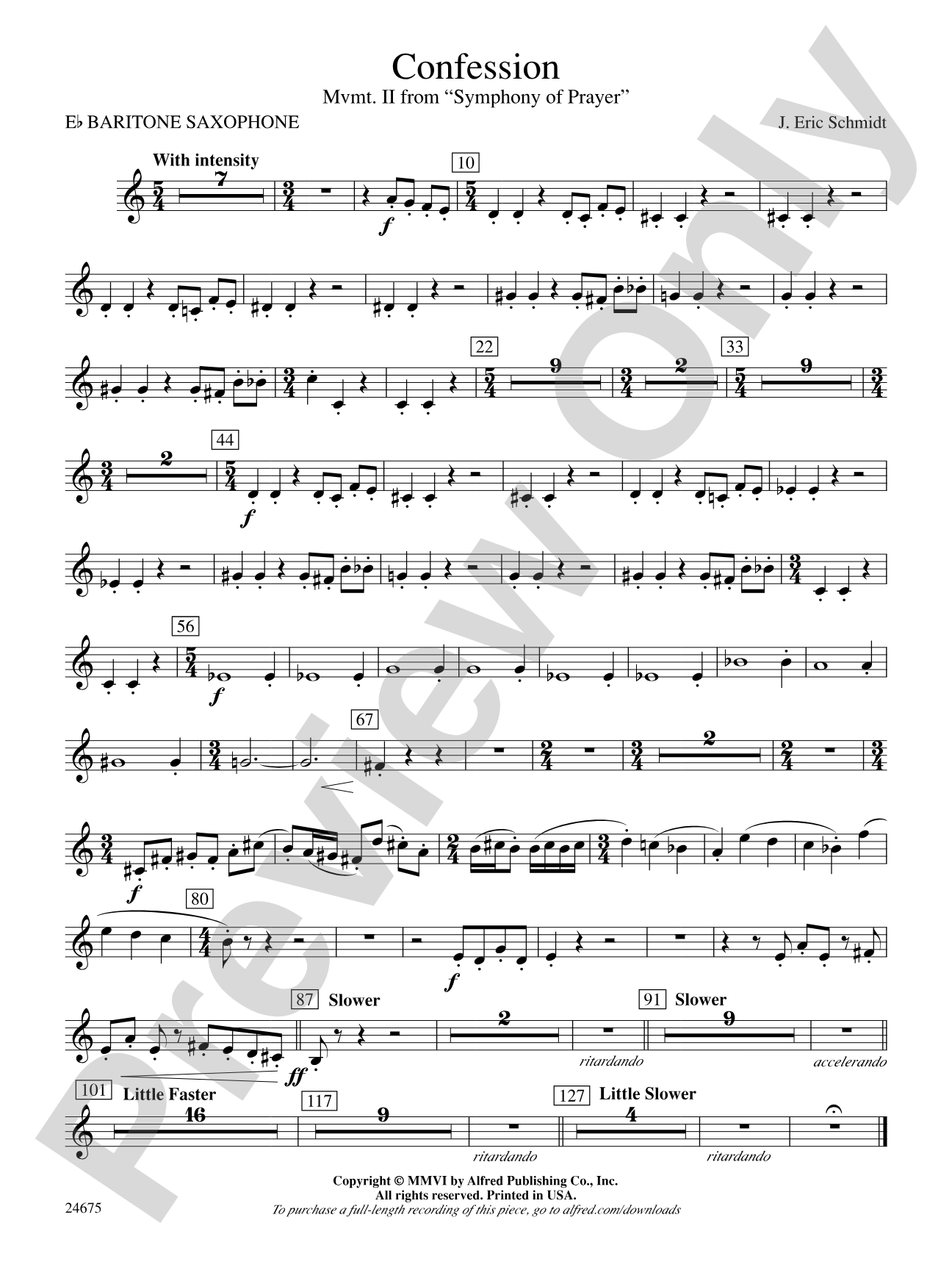 Confession (Movement 2 of Symphony of Prayer): E-flat Baritone Saxophone