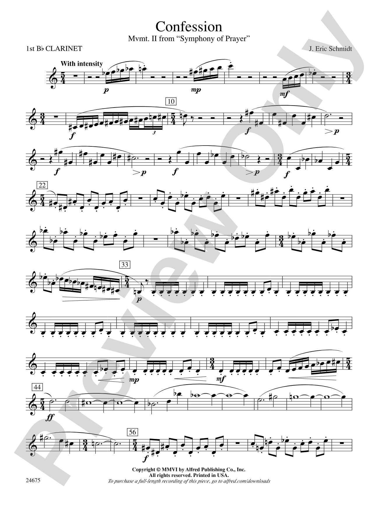 Confession (Movement 2 of Symphony of Prayer): 1st B-flat Clarinet