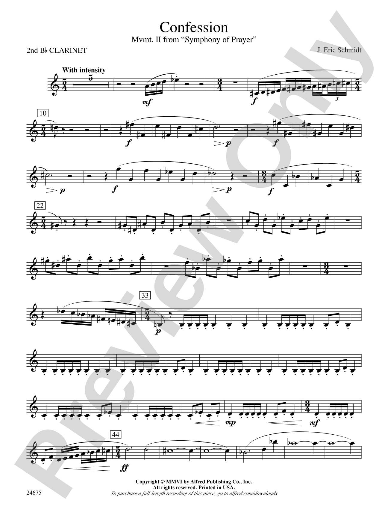Confession (Movement 2 of Symphony of Prayer): 2nd B-flat Clarinet