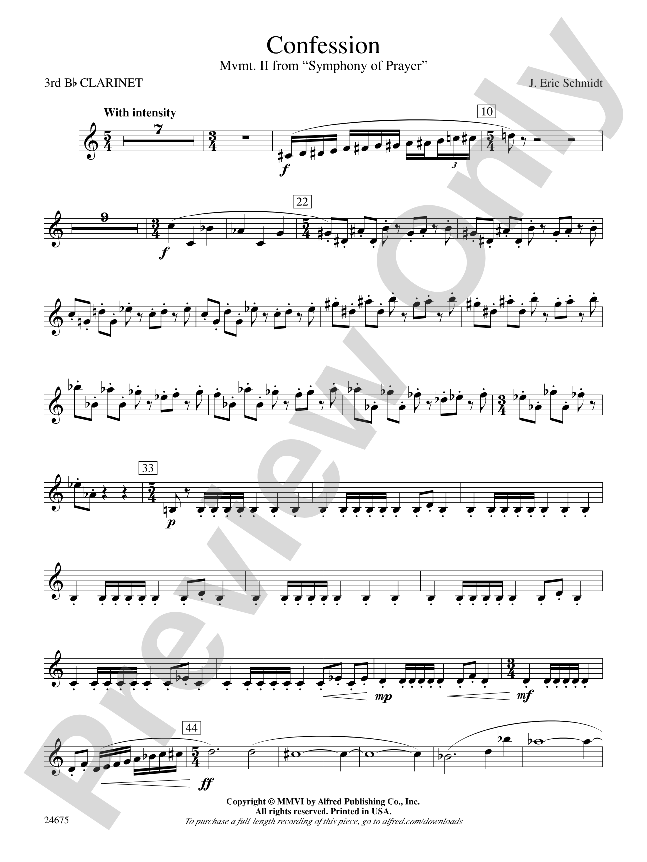 Confession (Movement 2 of Symphony of Prayer): 3rd B-flat Clarinet