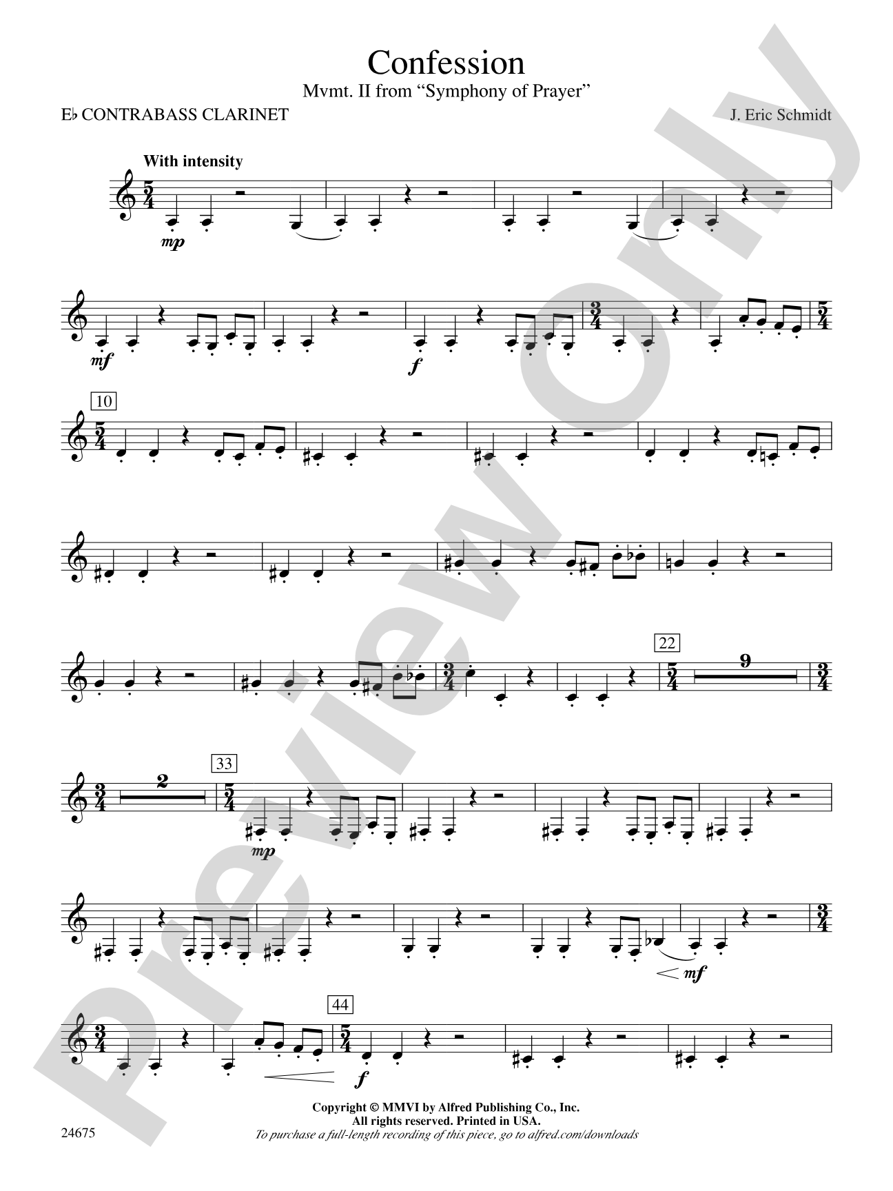 Confession (Movement 2 of Symphony of Prayer): E-flat Contrabass Clarinet
