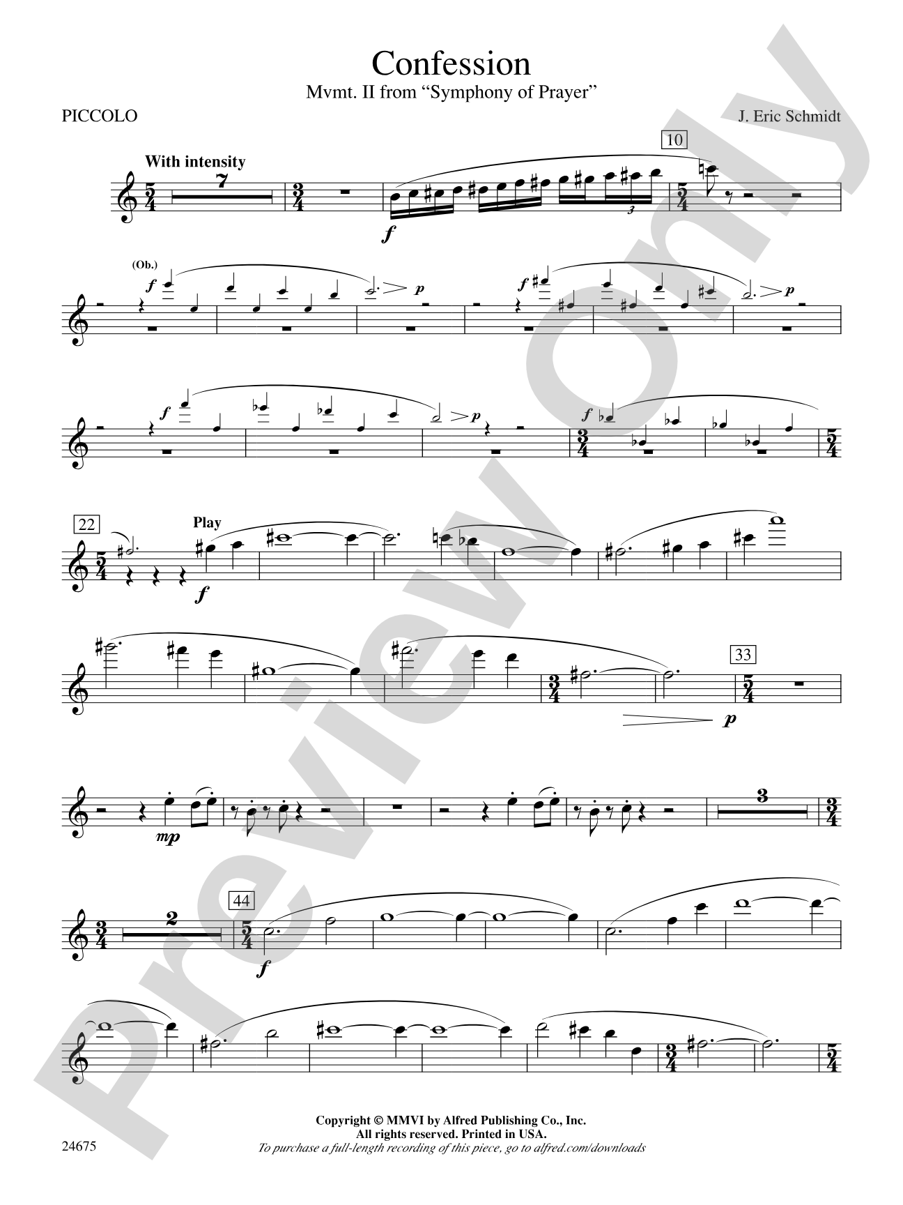 Confession (Movement 2 of Symphony of Prayer): Piccolo