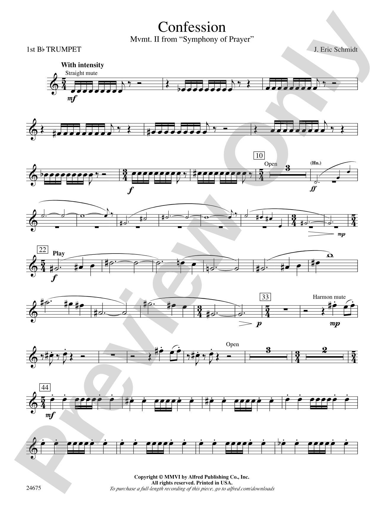 Confession (Movement 2 of Symphony of Prayer): 1st B-flat Trumpet