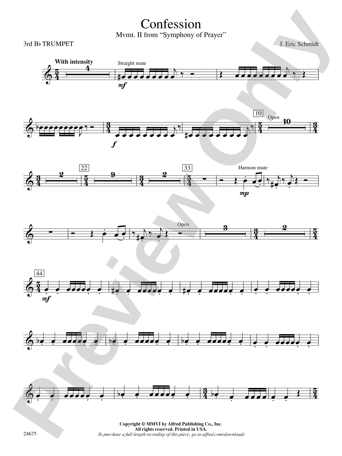 Confession (Movement 2 of Symphony of Prayer): 3rd B-flat Trumpet
