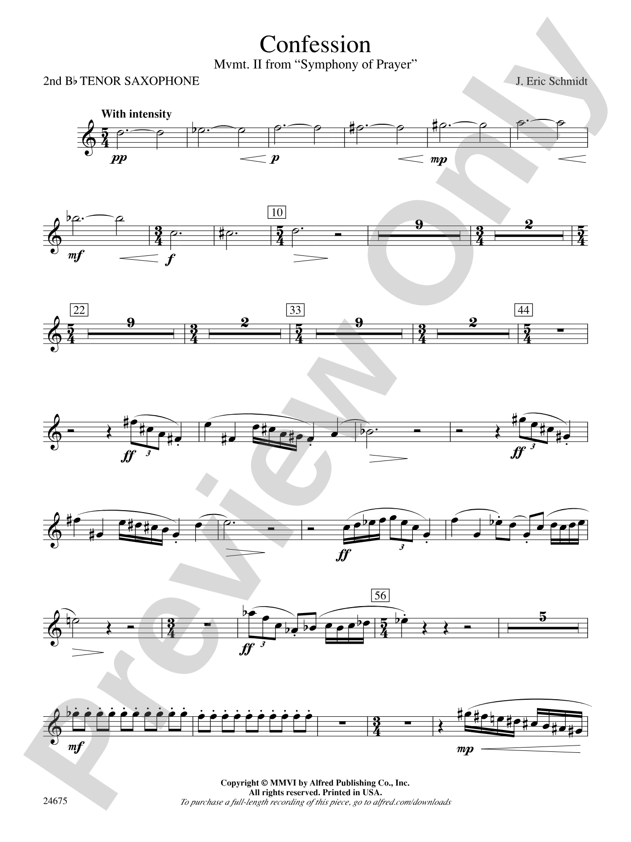 Confession (Movement 2 of Symphony of Prayer): 2nd B-flat Tenor Saxophone