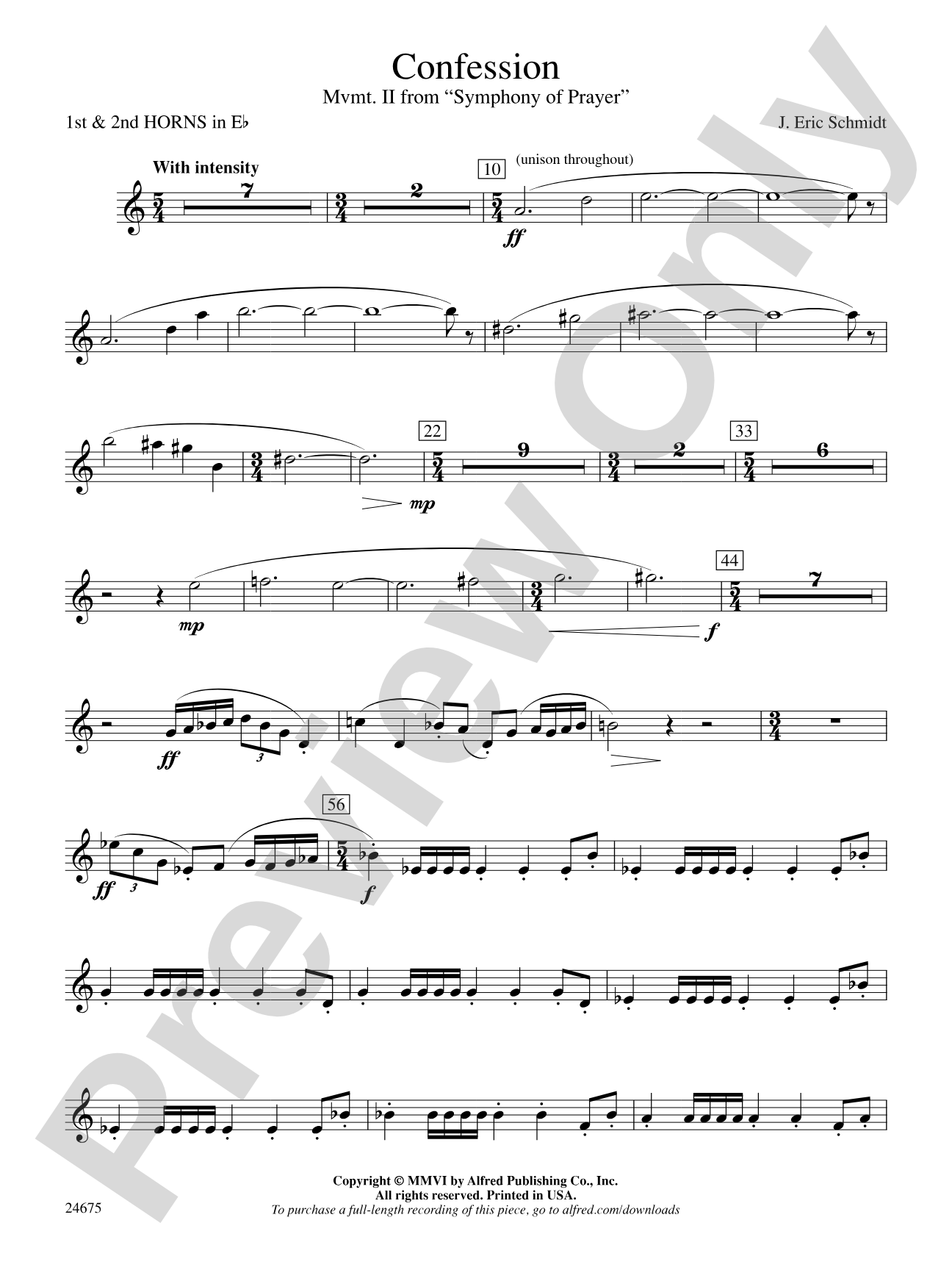 Confession (Movement 2 of Symphony of Prayer): (wp) 1st & 2nd Horns in E-flat