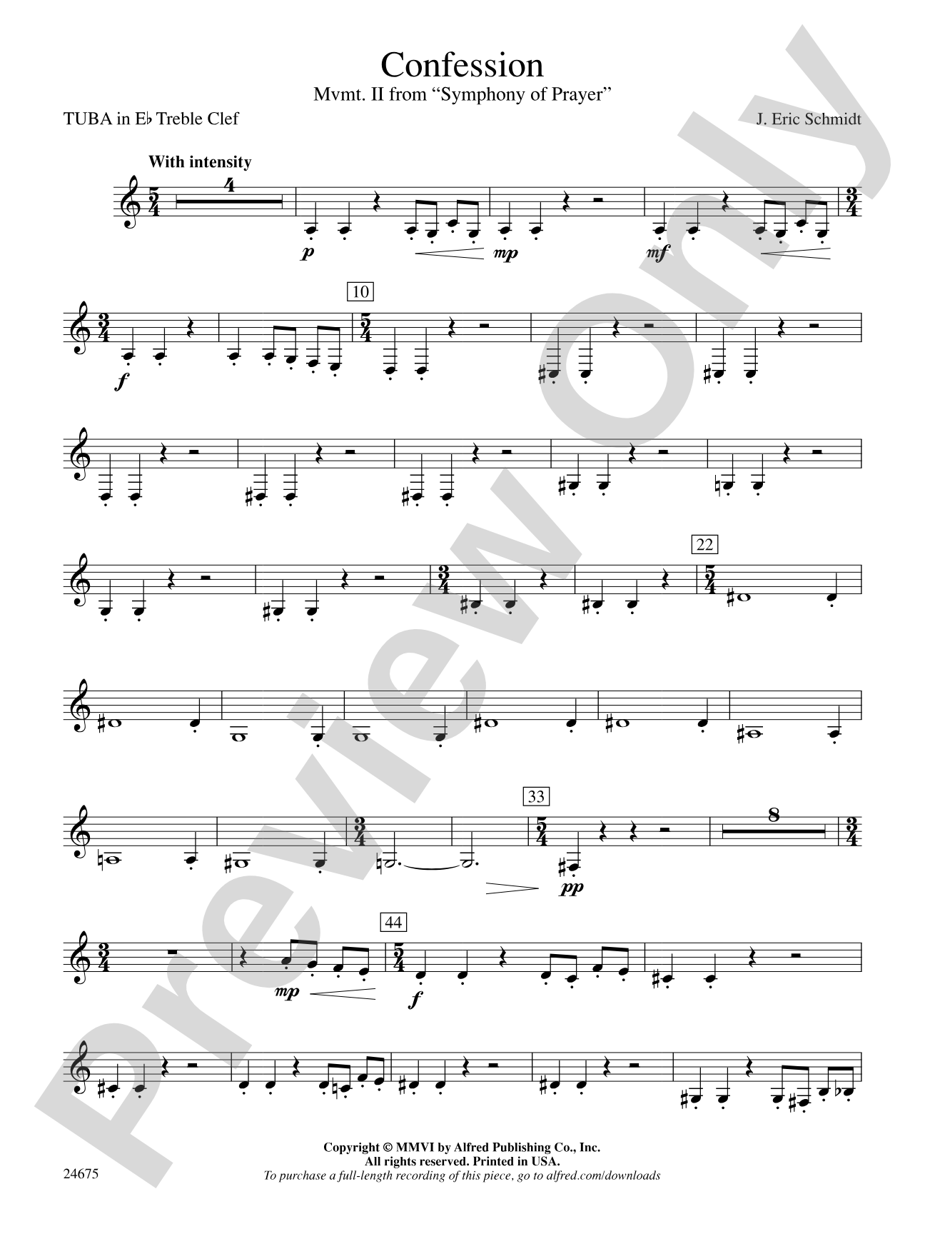 Confession (Movement 2 of Symphony of Prayer): (wp) E-flat Tuba T.C.