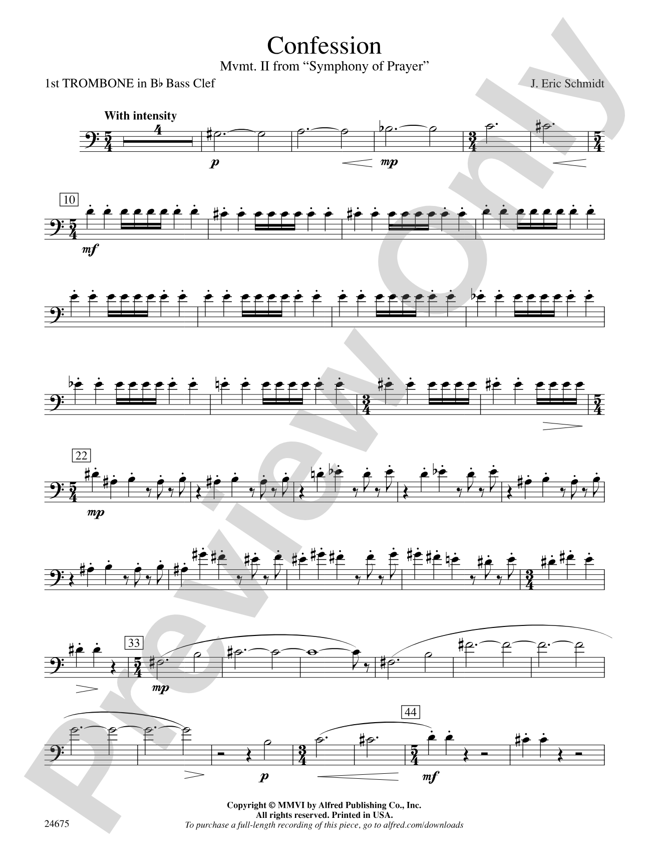 Confession (Movement 2 of Symphony of Prayer): (wp) 1st B-flat Trombone B.C.