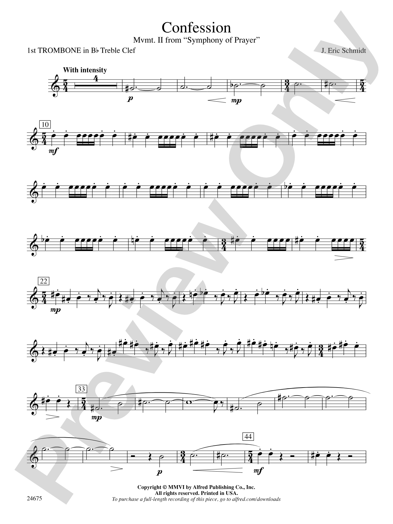 Confession (Movement 2 of Symphony of Prayer): (wp) 1st B-flat Trombone T.C.
