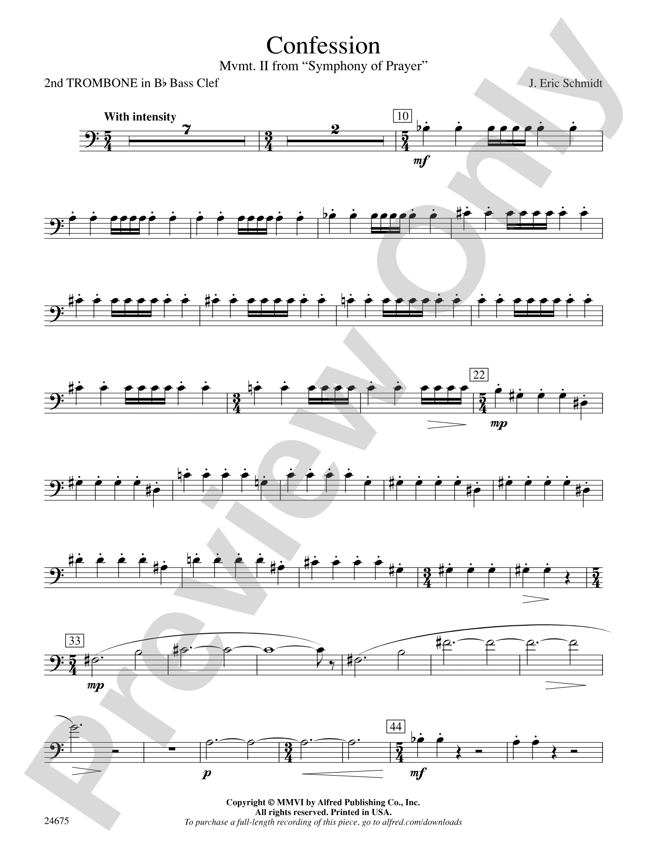 Confession (Movement 2 of Symphony of Prayer): (wp) 2nd B-flat Trombone B.C.
