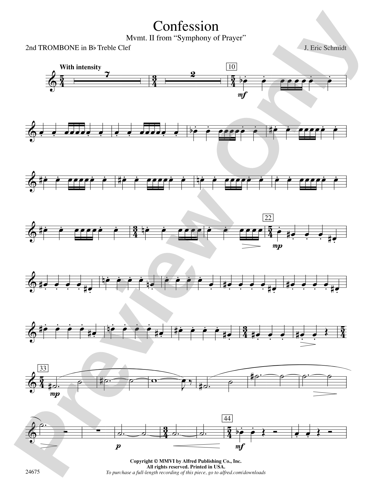 Confession (Movement 2 of Symphony of Prayer): (wp) 2nd B-flat Trombone T.C.