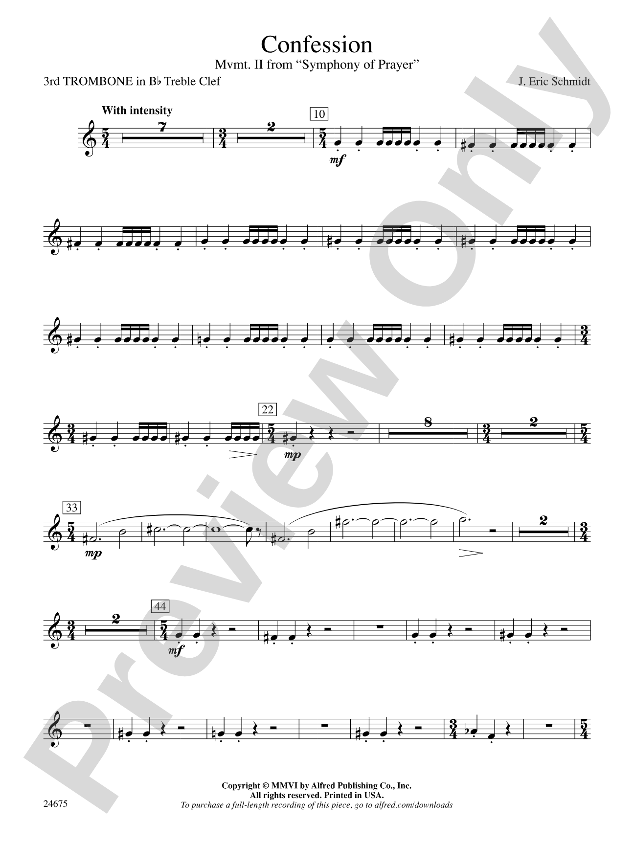 Confession (Movement 2 of Symphony of Prayer): (wp) 3rd B-flat Trombone T.C.