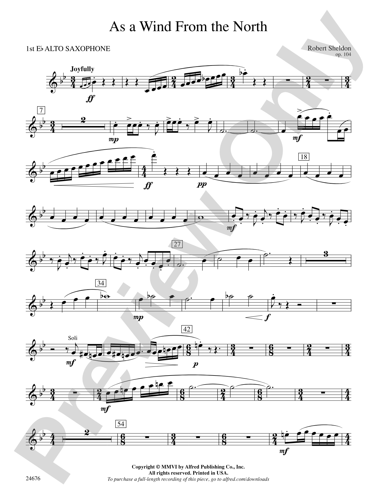 As a Wind from the North: E-flat Alto Saxophone