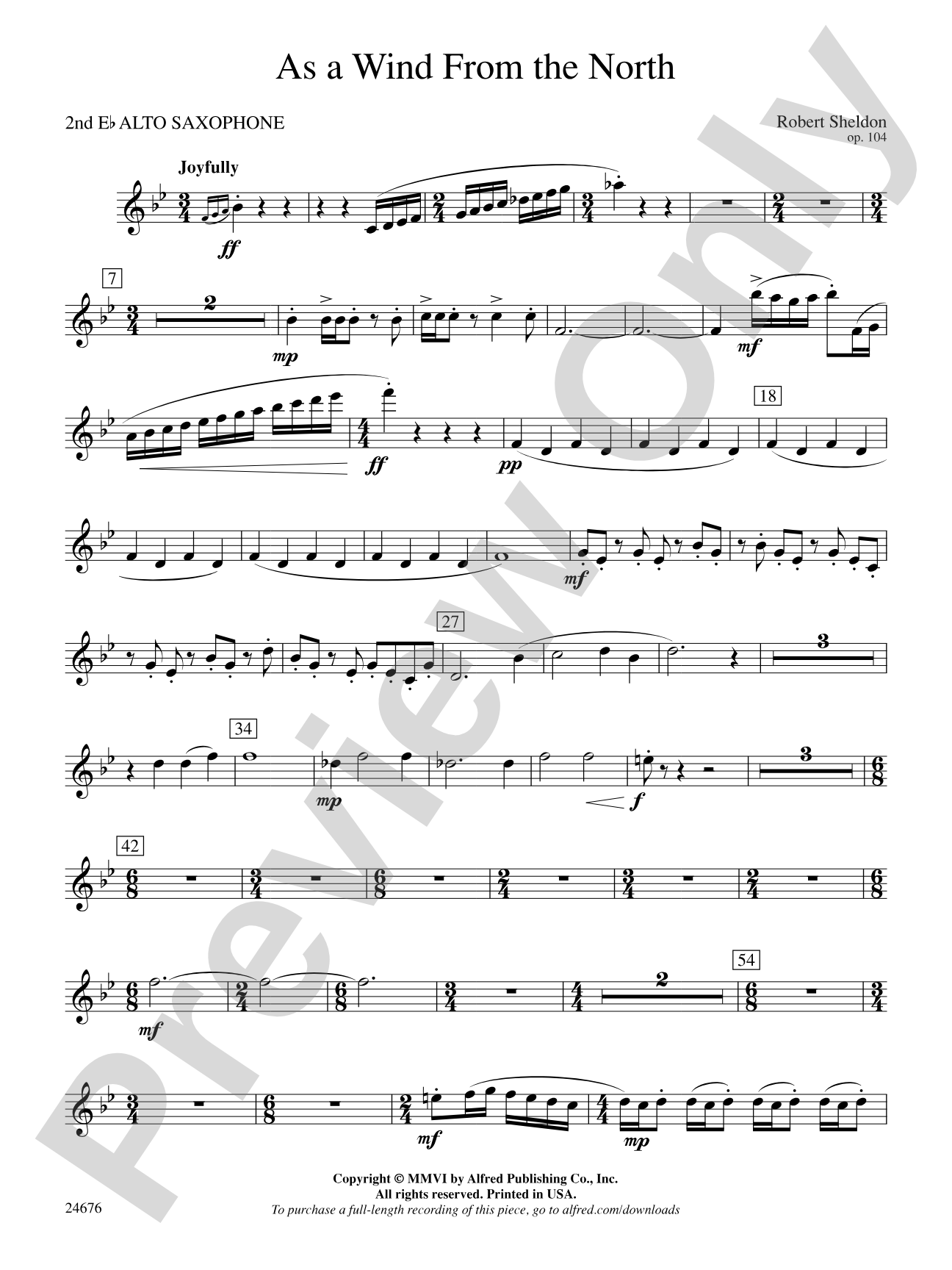 As a Wind from the North: 2nd E-flat Alto Saxophone