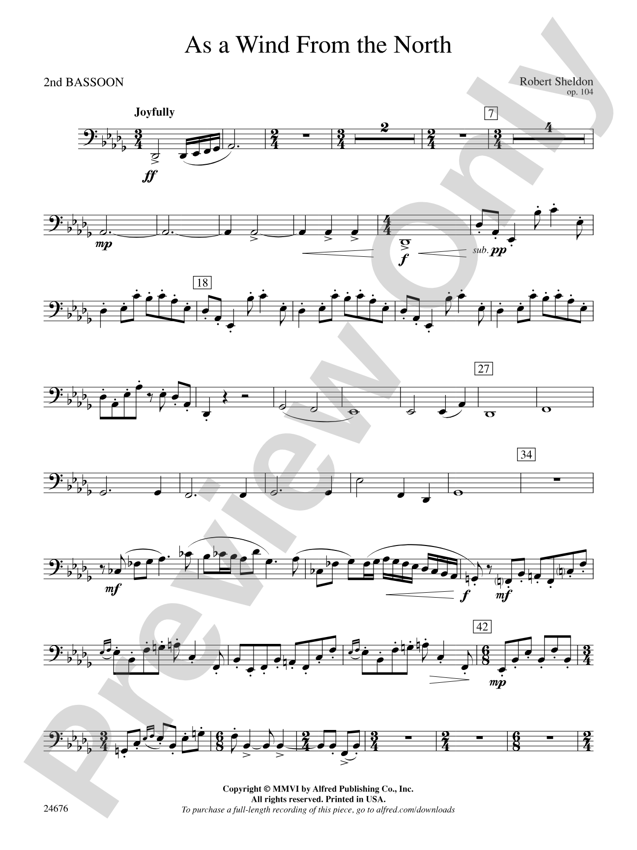 As a Wind from the North: 2nd Bassoon