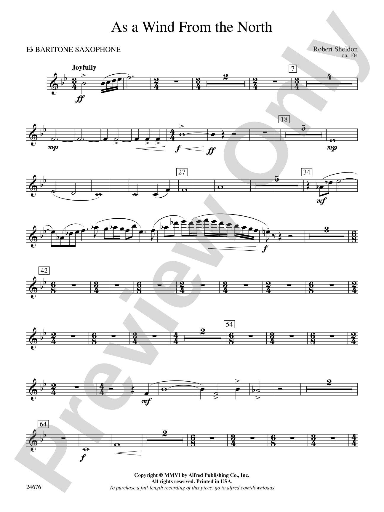 As a Wind from the North: E-flat Baritone Saxophone
