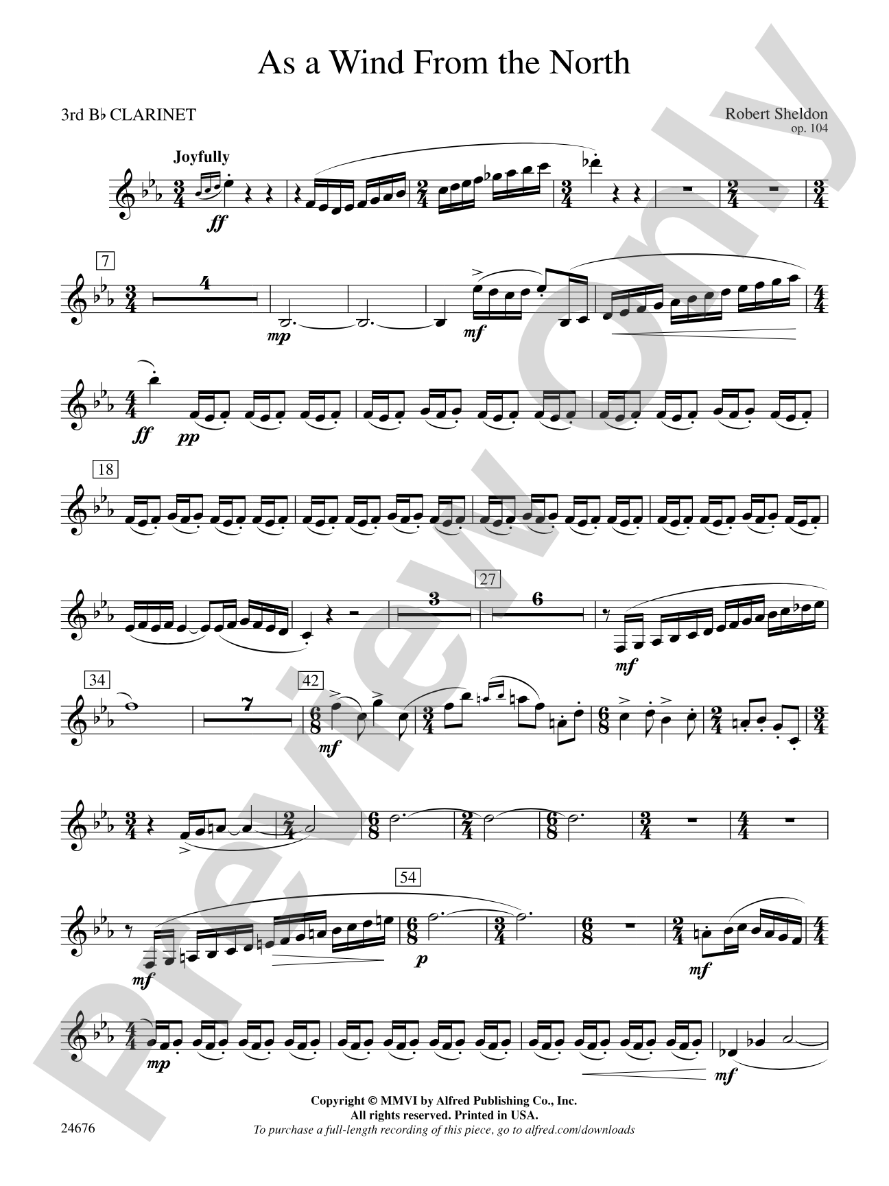 As a Wind from the North: 3rd B-flat Clarinet