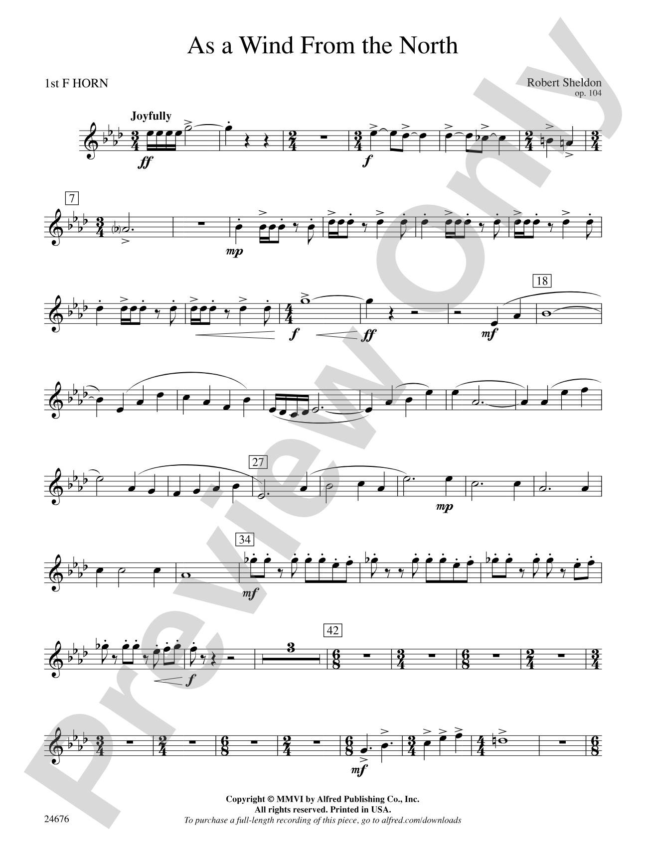 As a Wind from the North: 1st F Horn