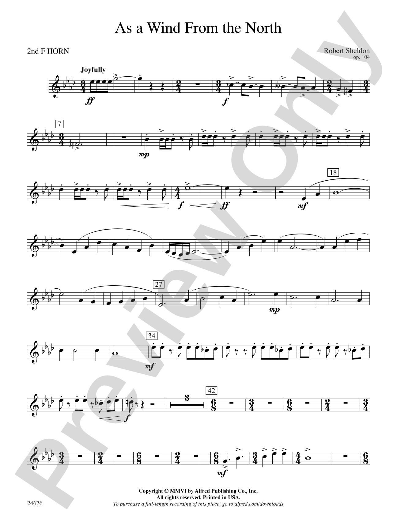 As a Wind from the North: 2nd F Horn