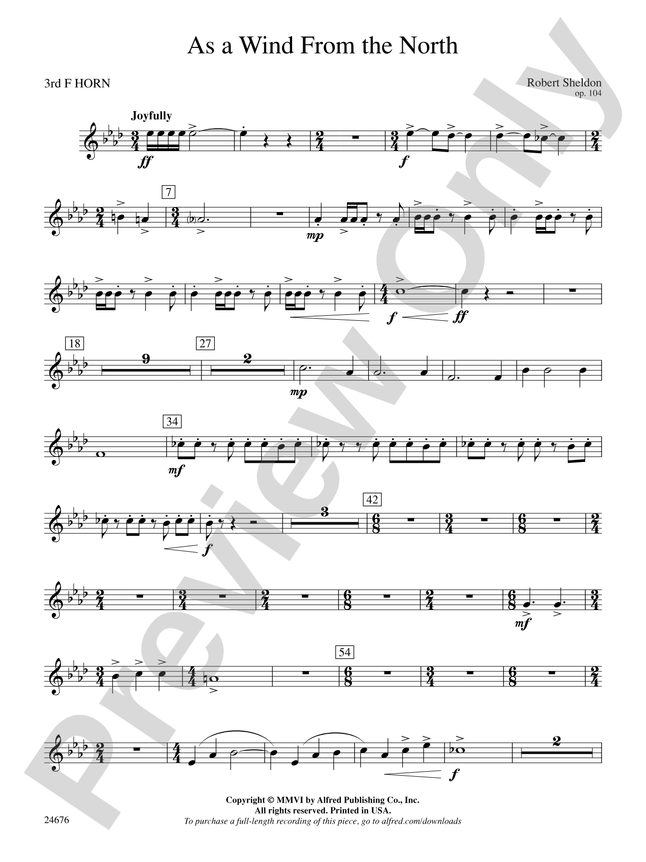 As a Wind from the North: 3rd F Horn