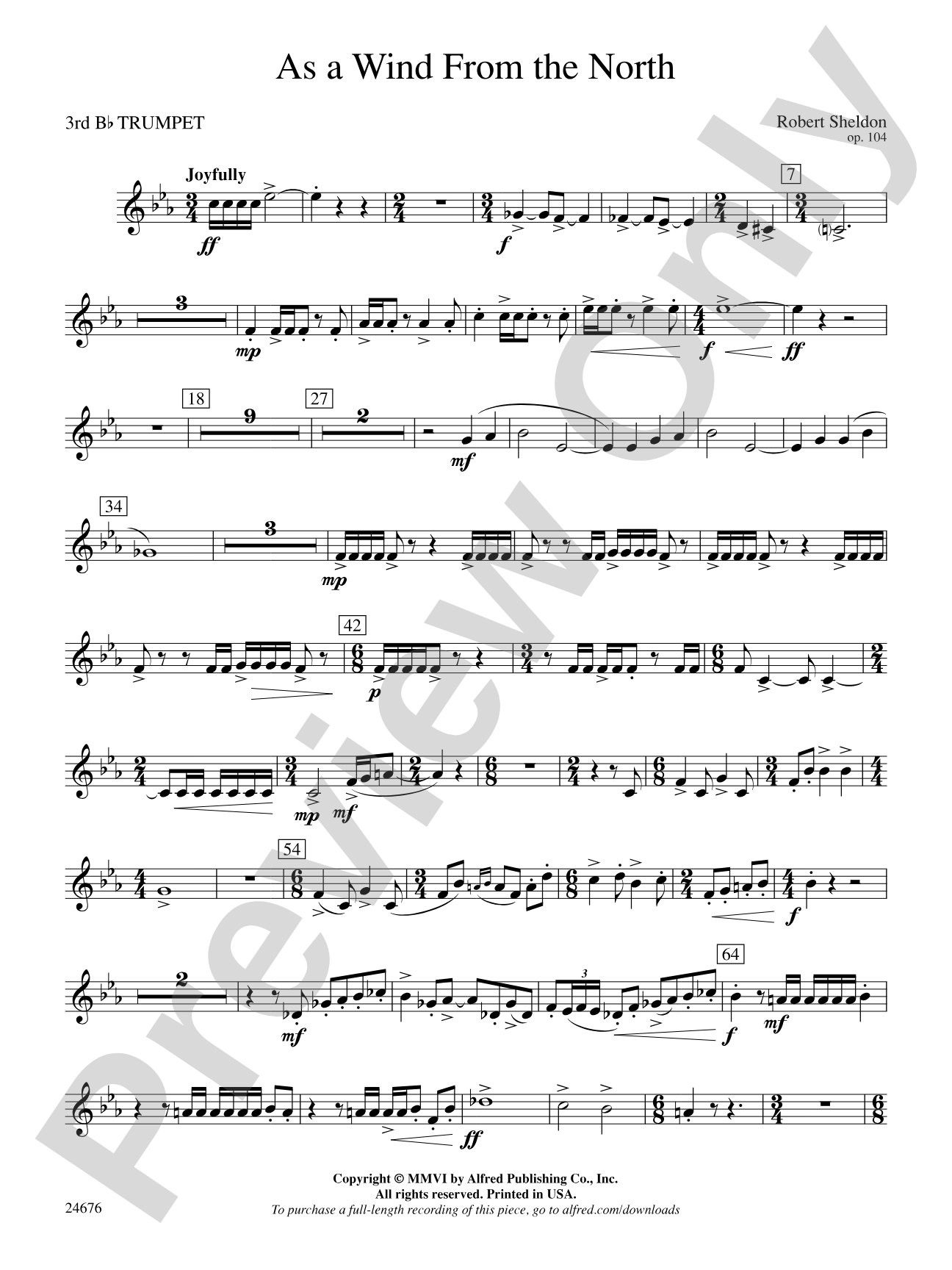 As a Wind from the North: 3rd B-flat Trumpet