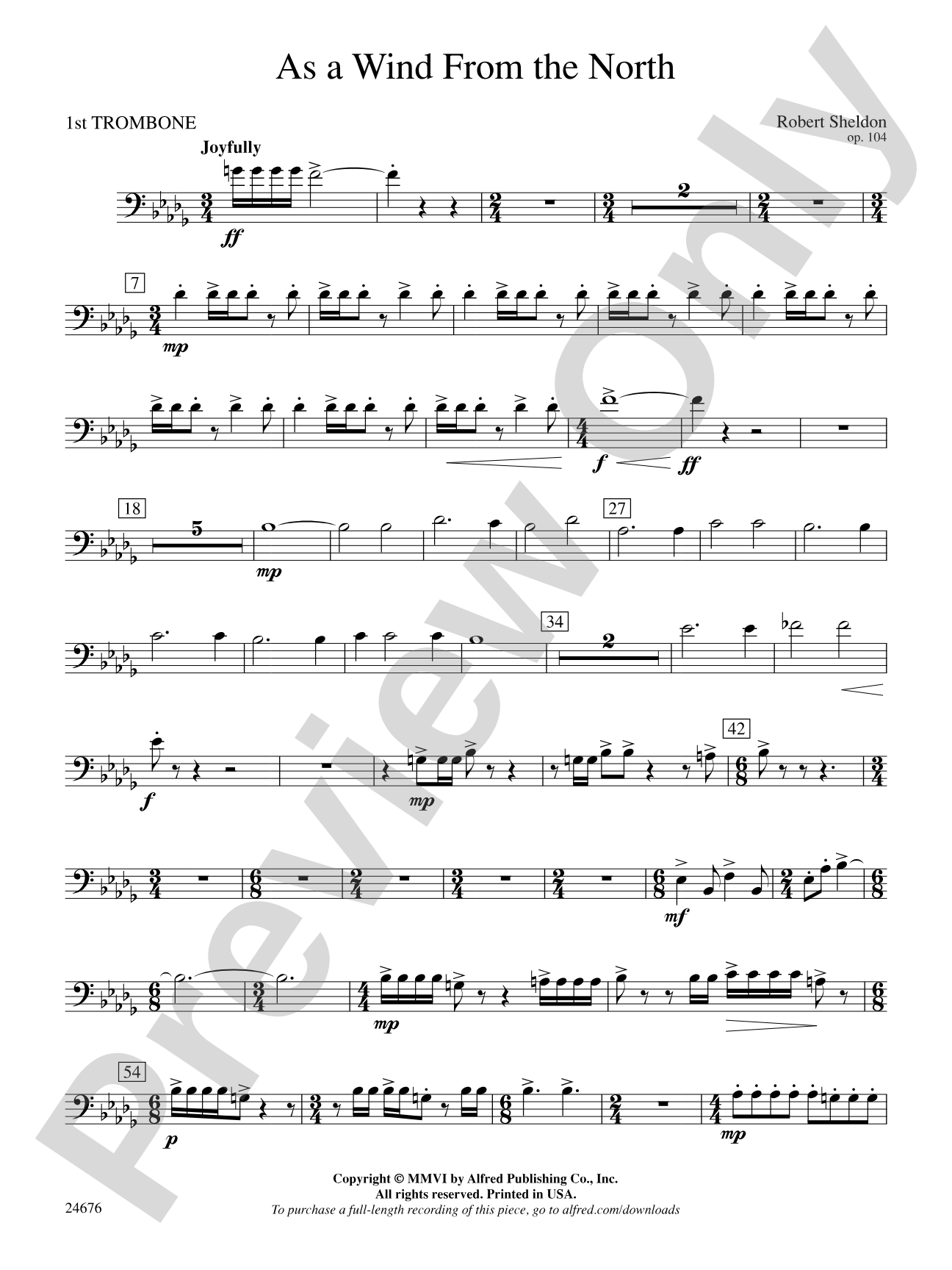 As a Wind from the North: 1st Trombone