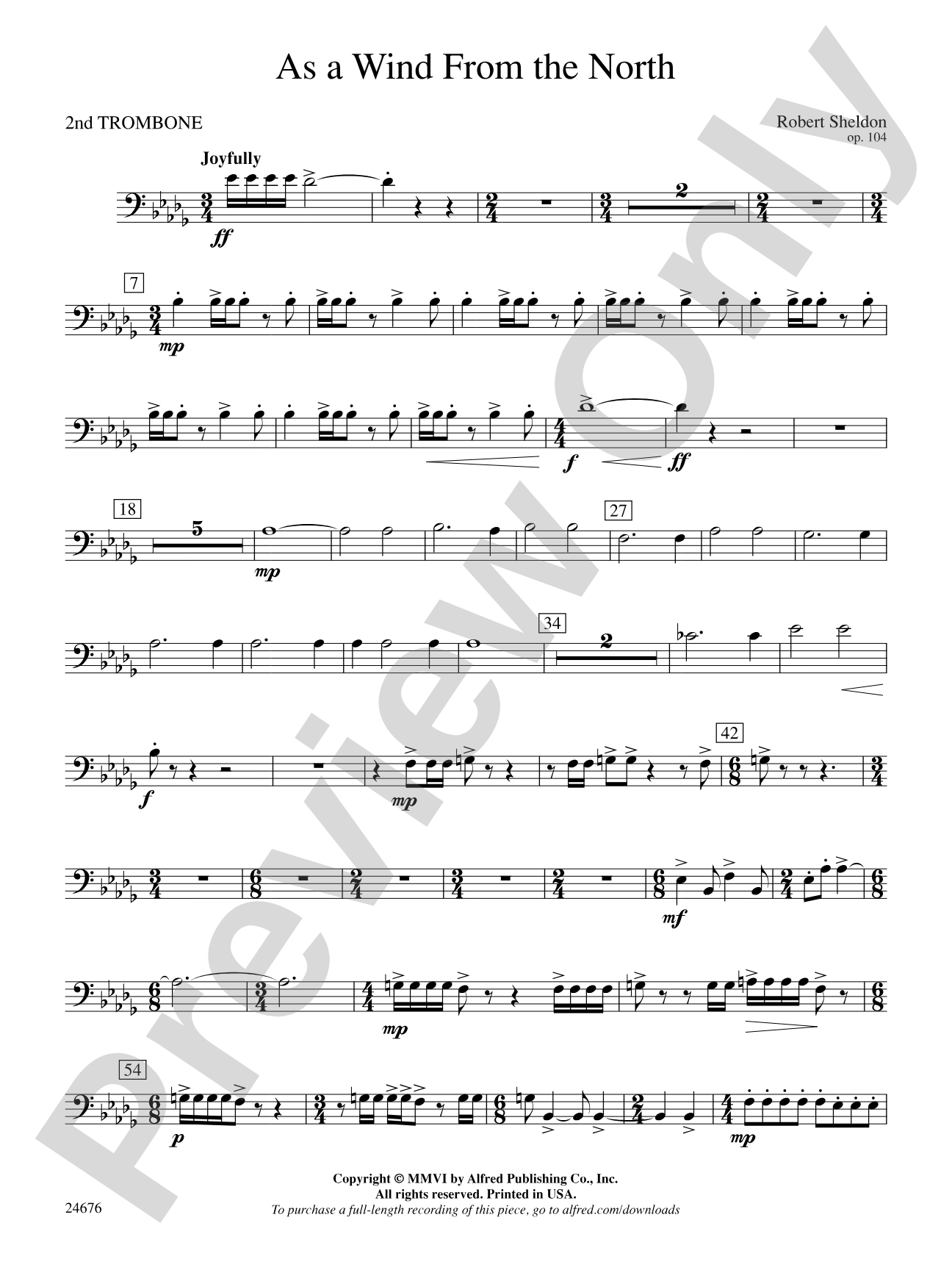 As a Wind from the North: 2nd Trombone