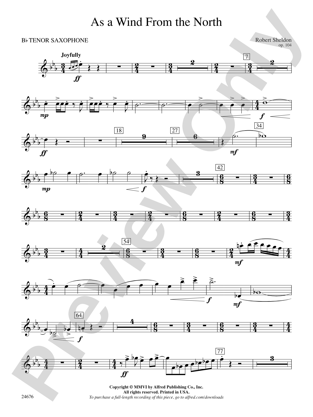 As a Wind from the North: B-flat Tenor Saxophone
