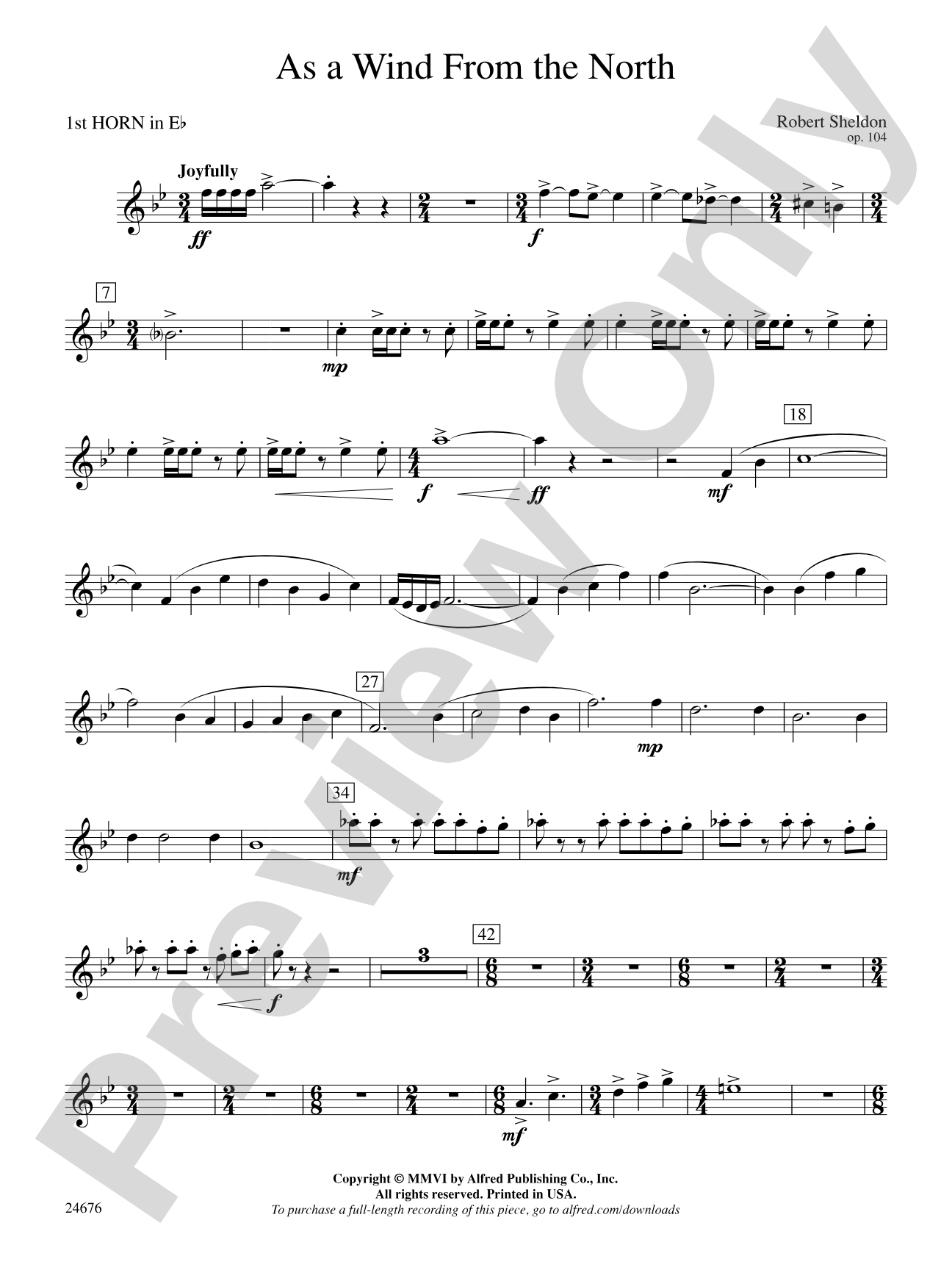 As a Wind from the North: (wp) 1st Horn in E-flat