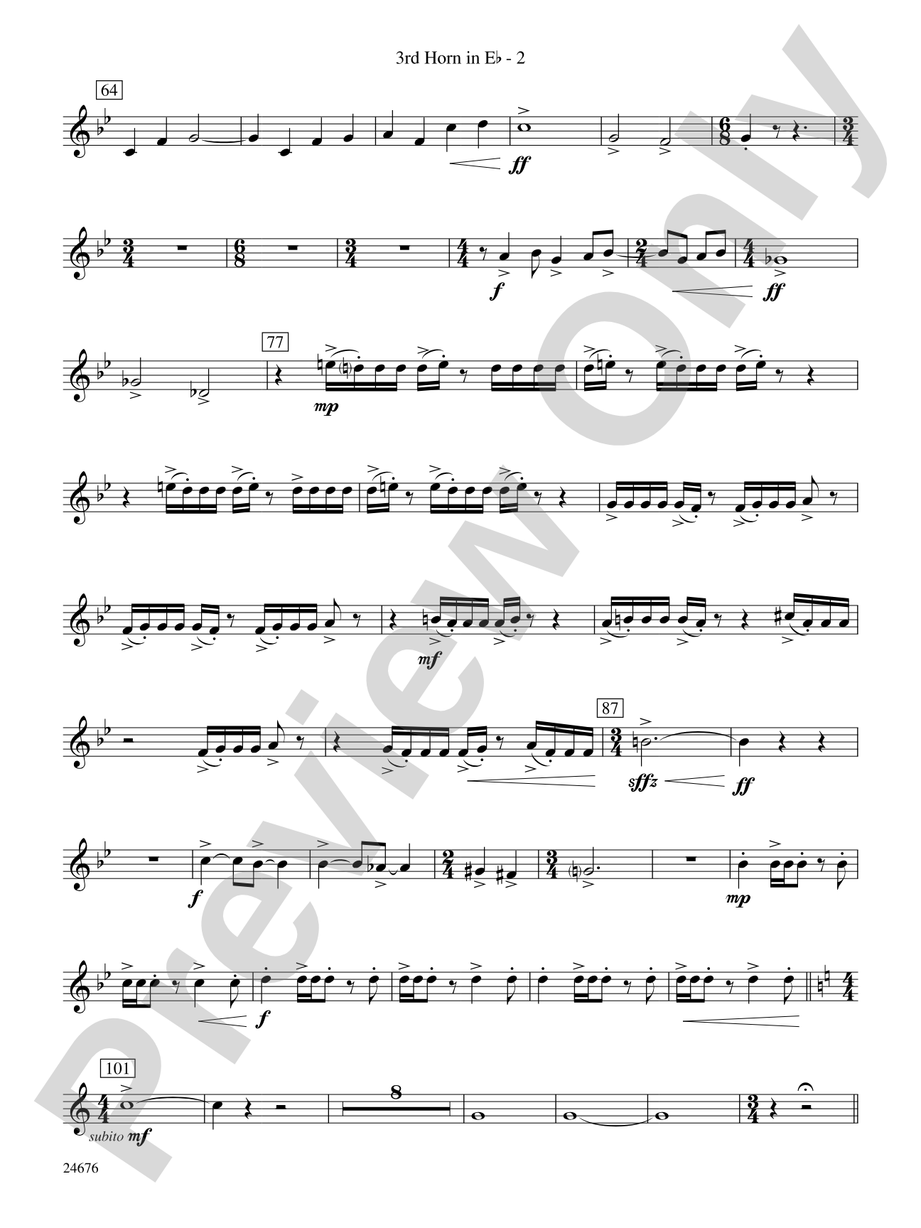 As a Wind from the North: (wp) 3rd Horn in E-flat