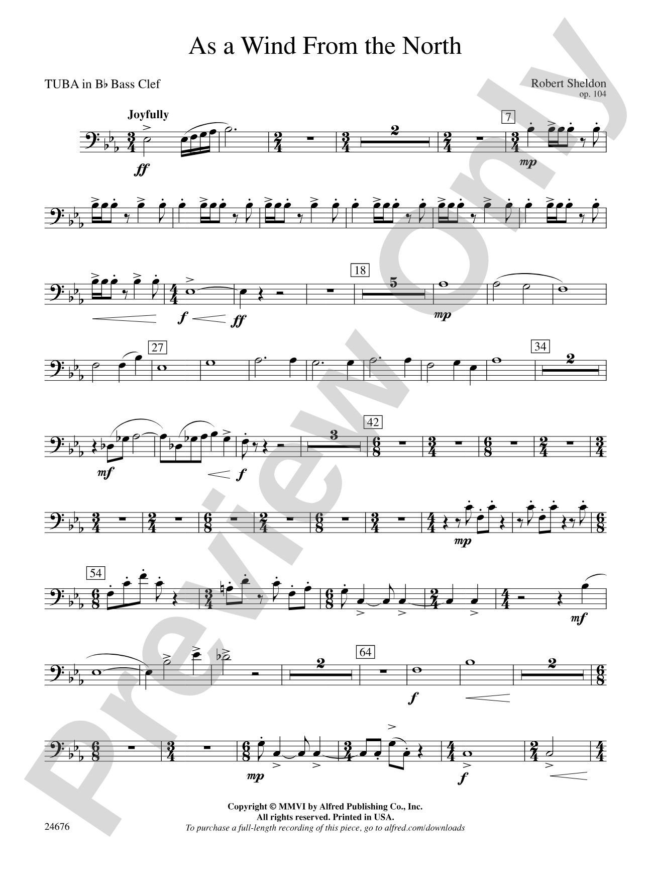 As a Wind from the North: (wp) B-flat Tuba B.C.
