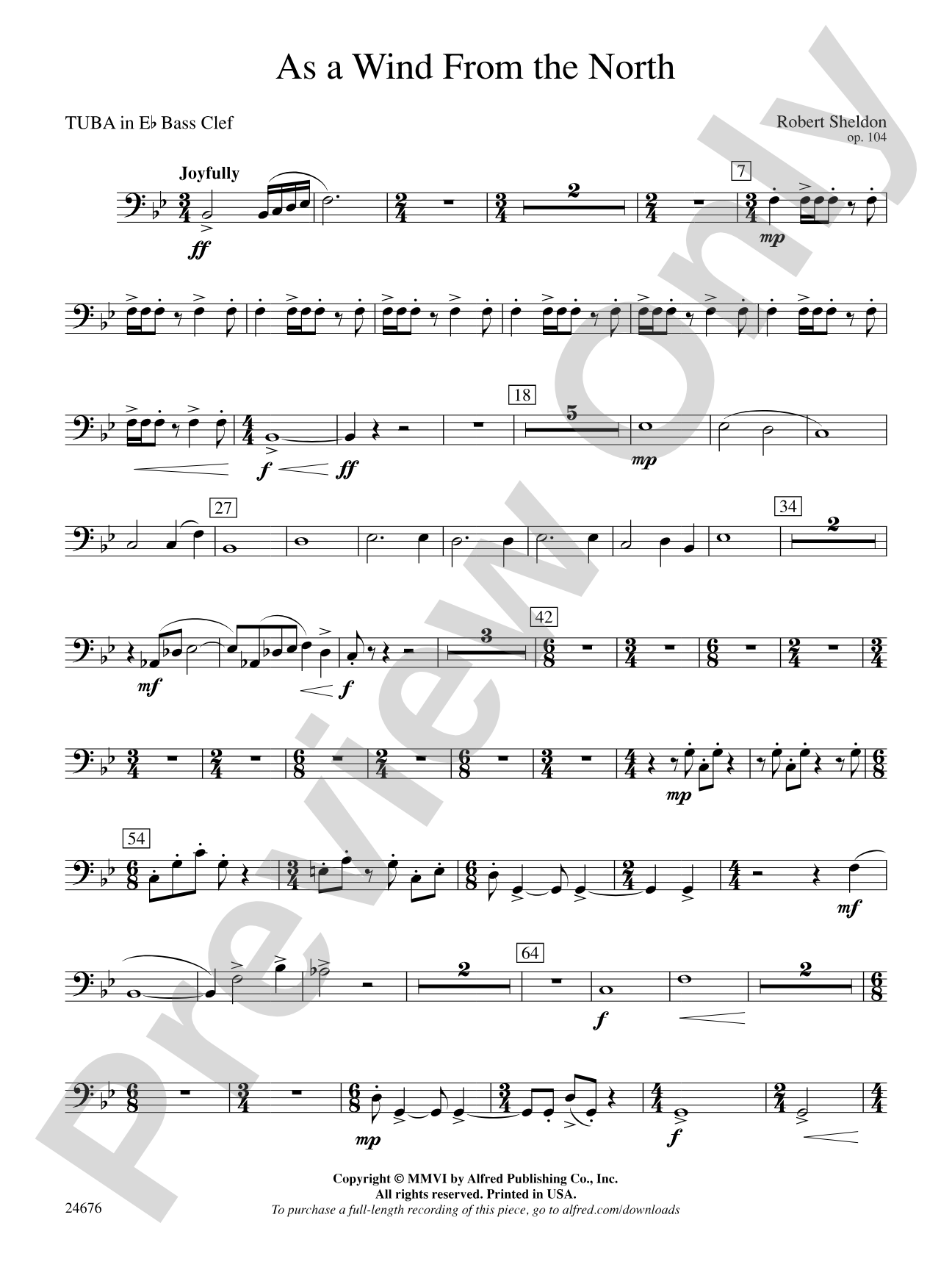 As a Wind from the North: (wp) E-flat Tuba B.C.