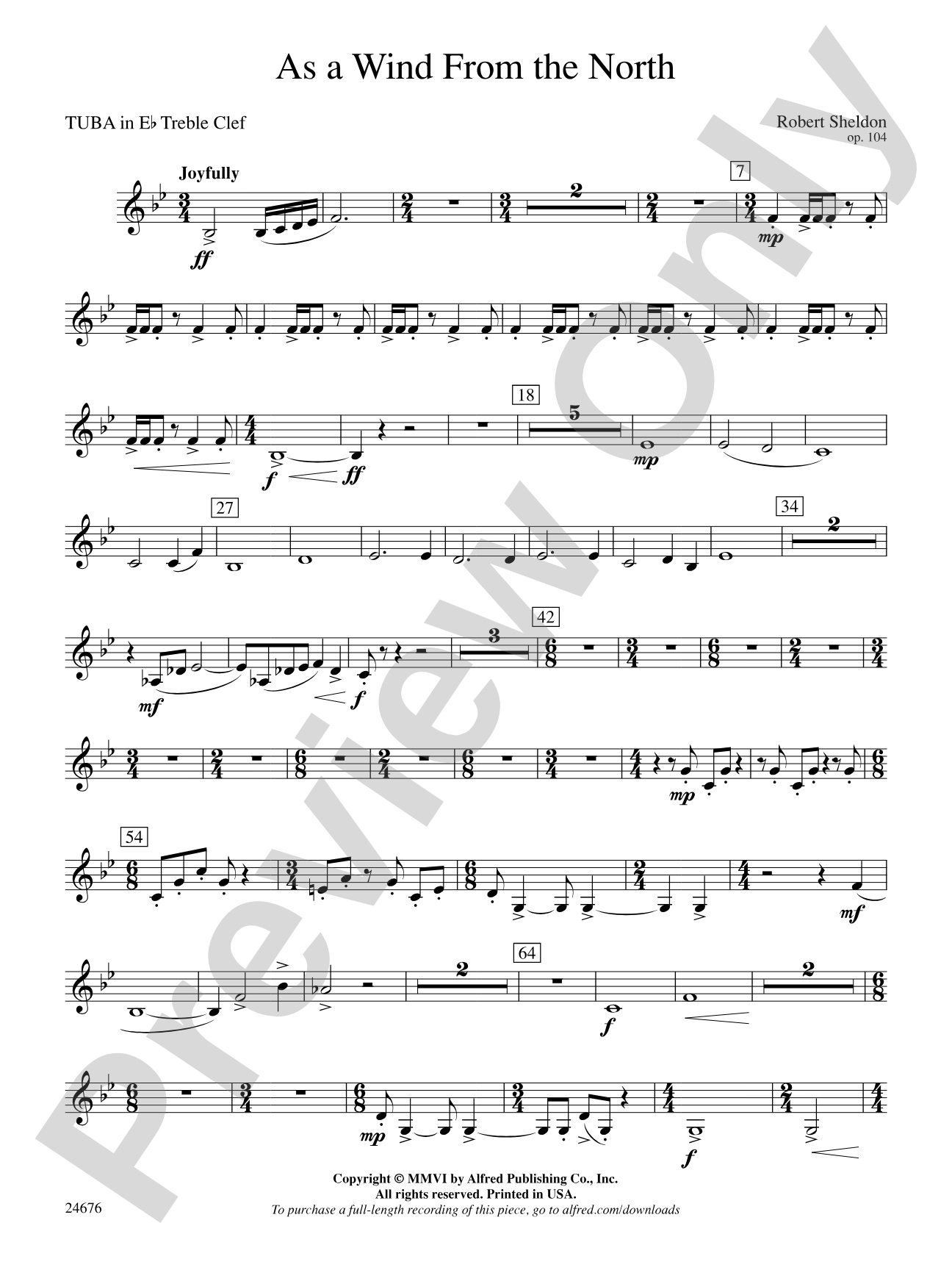 As a Wind from the North: (wp) E-flat Tuba T.C.