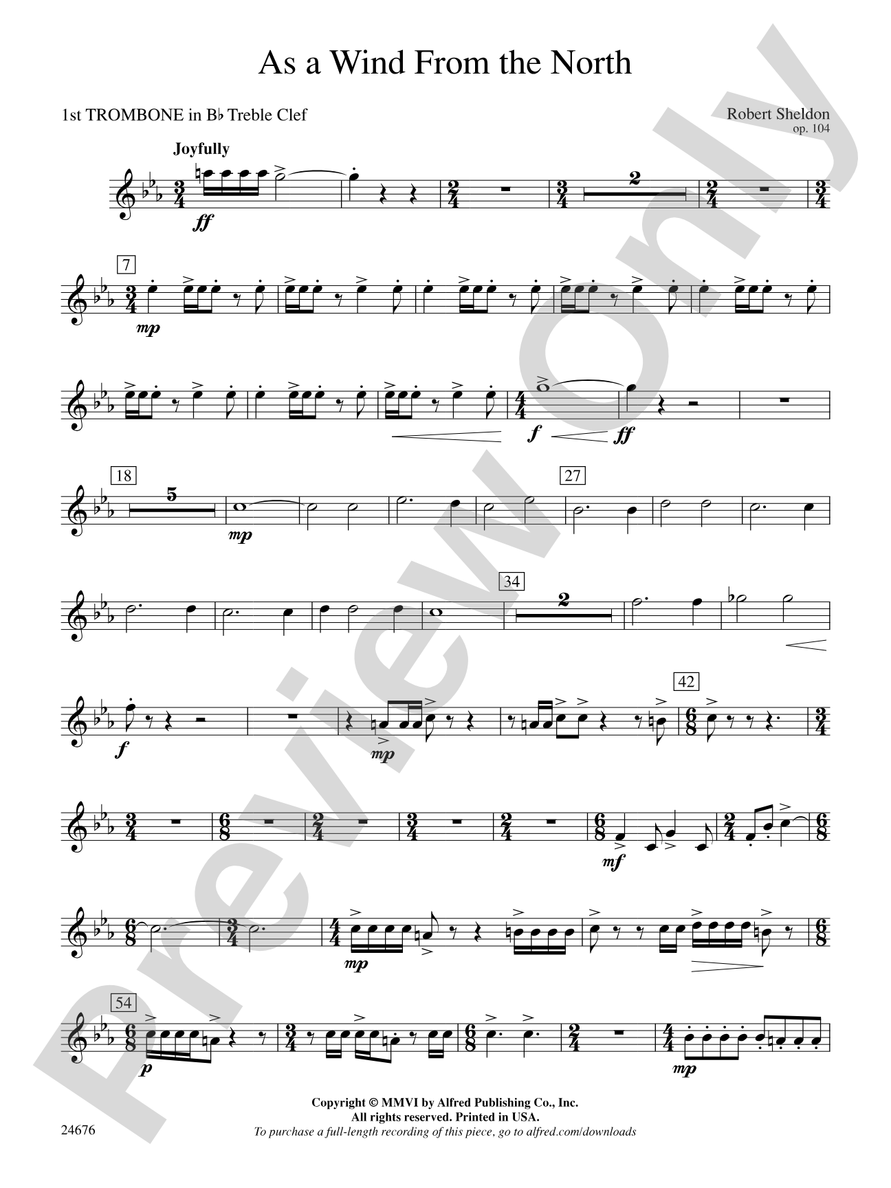 As a Wind from the North: (wp) 1st B-flat Trombone T.C.