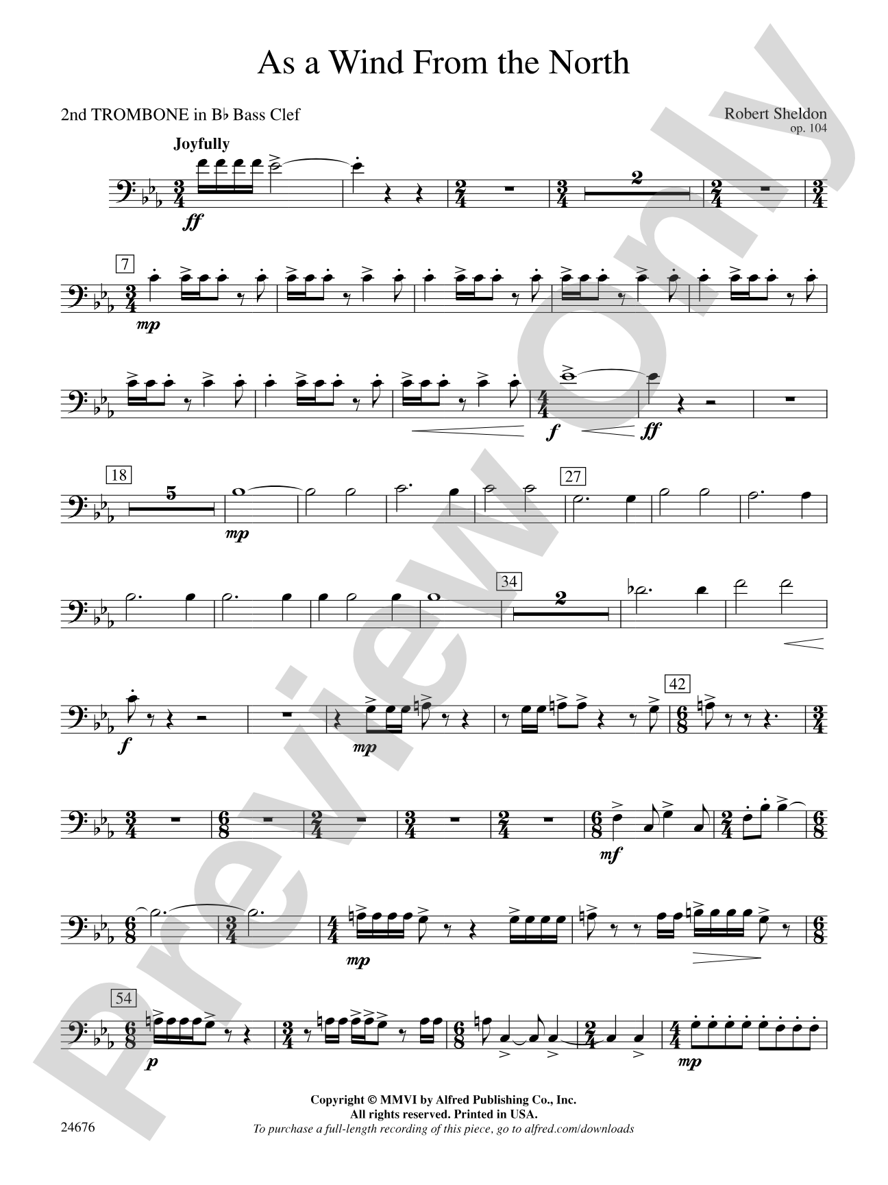 As a Wind from the North: (wp) 2nd B-flat Trombone B.C.