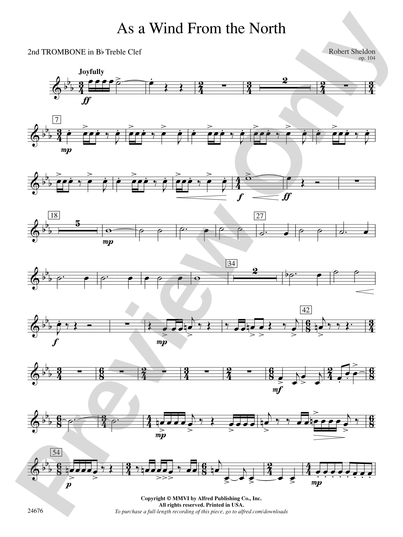 As a Wind from the North: (wp) 2nd B-flat Trombone T.C.