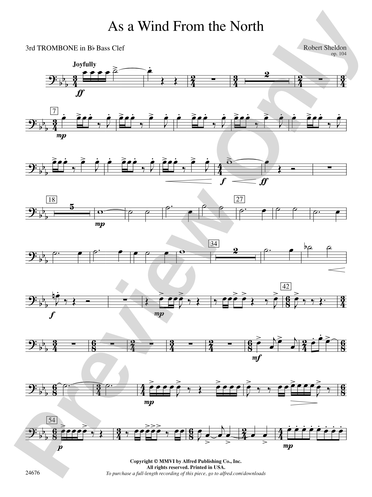 As a Wind from the North: (wp) 3rd B-flat Trombone B.C.