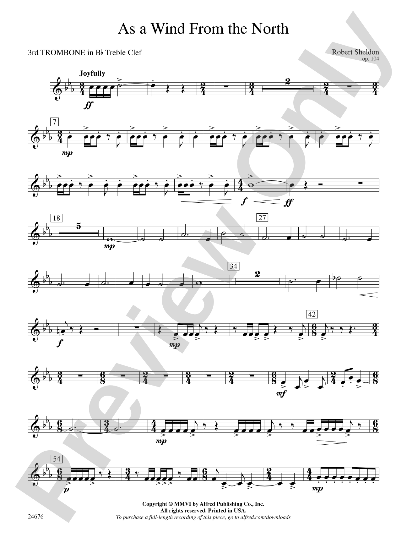 As a Wind from the North: (wp) 3rd B-flat Trombone T.C.