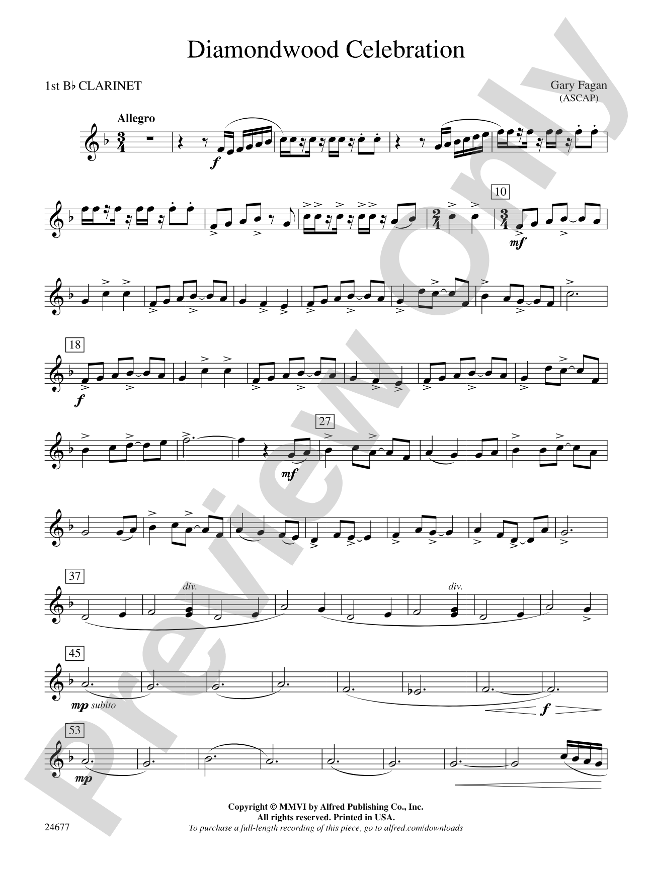 Diamondwood Celebration: 1st B-flat Clarinet