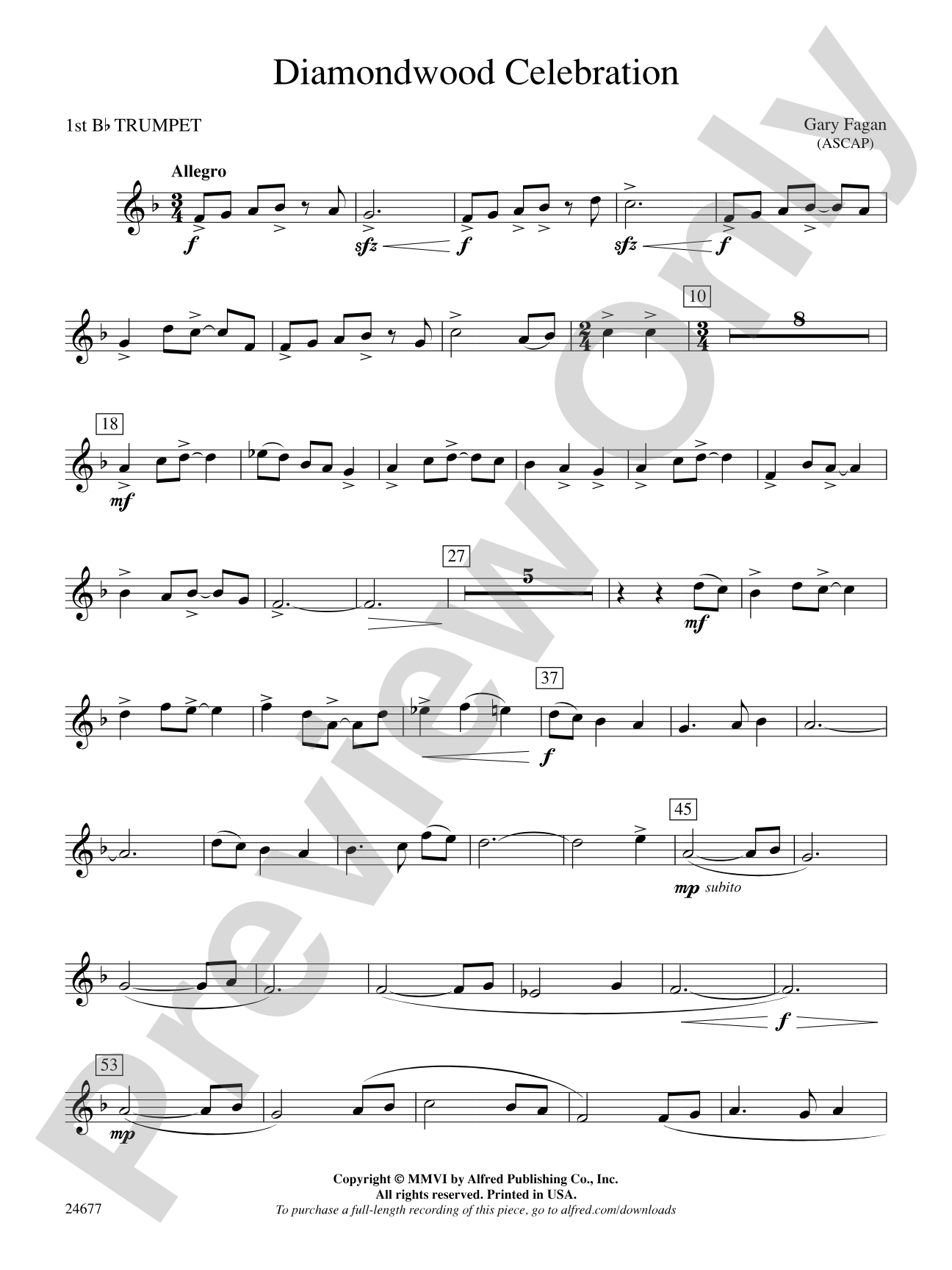 Diamondwood Celebration: 1st B-flat Trumpet