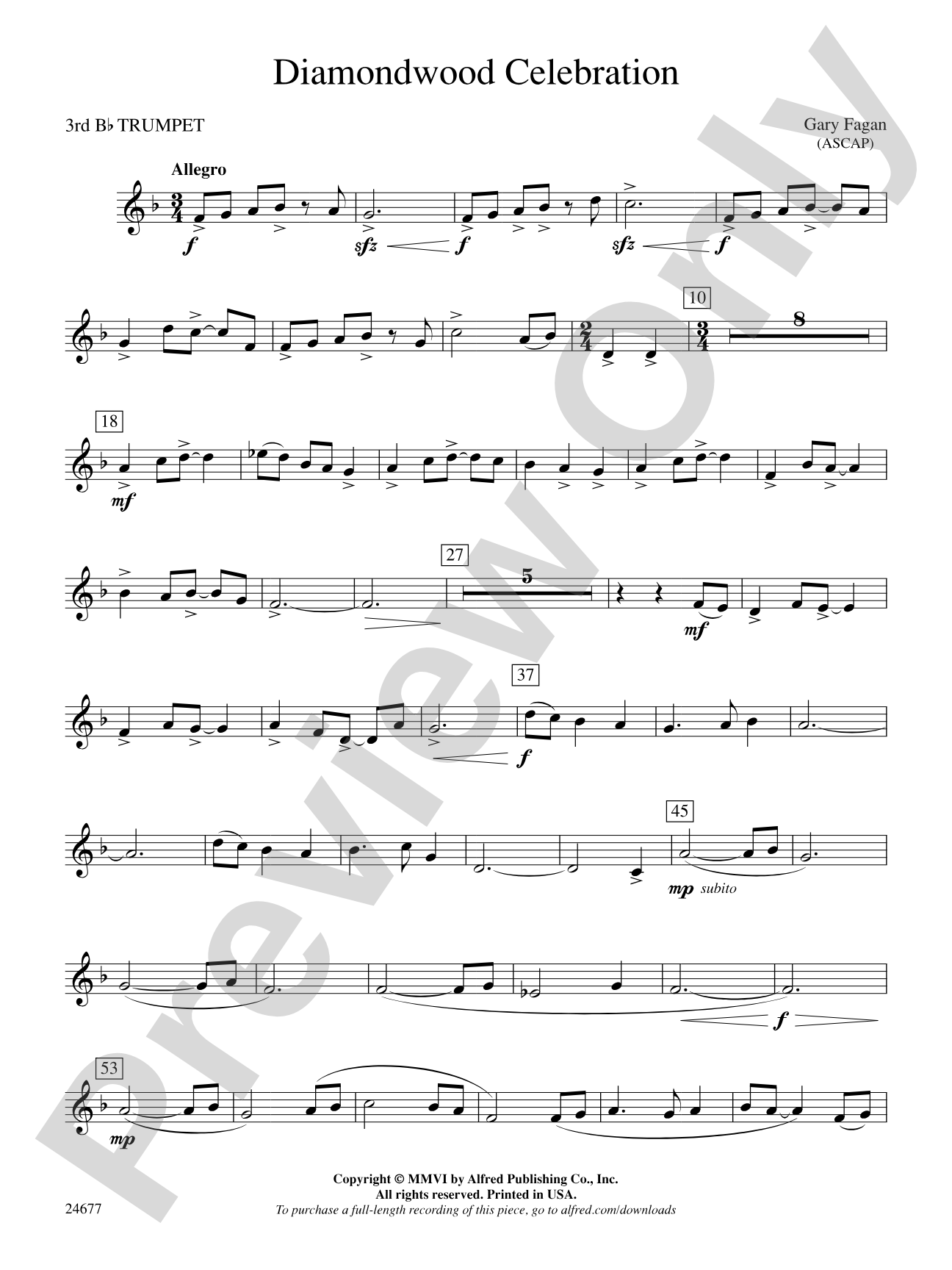 Diamondwood Celebration: 3rd B-flat Trumpet