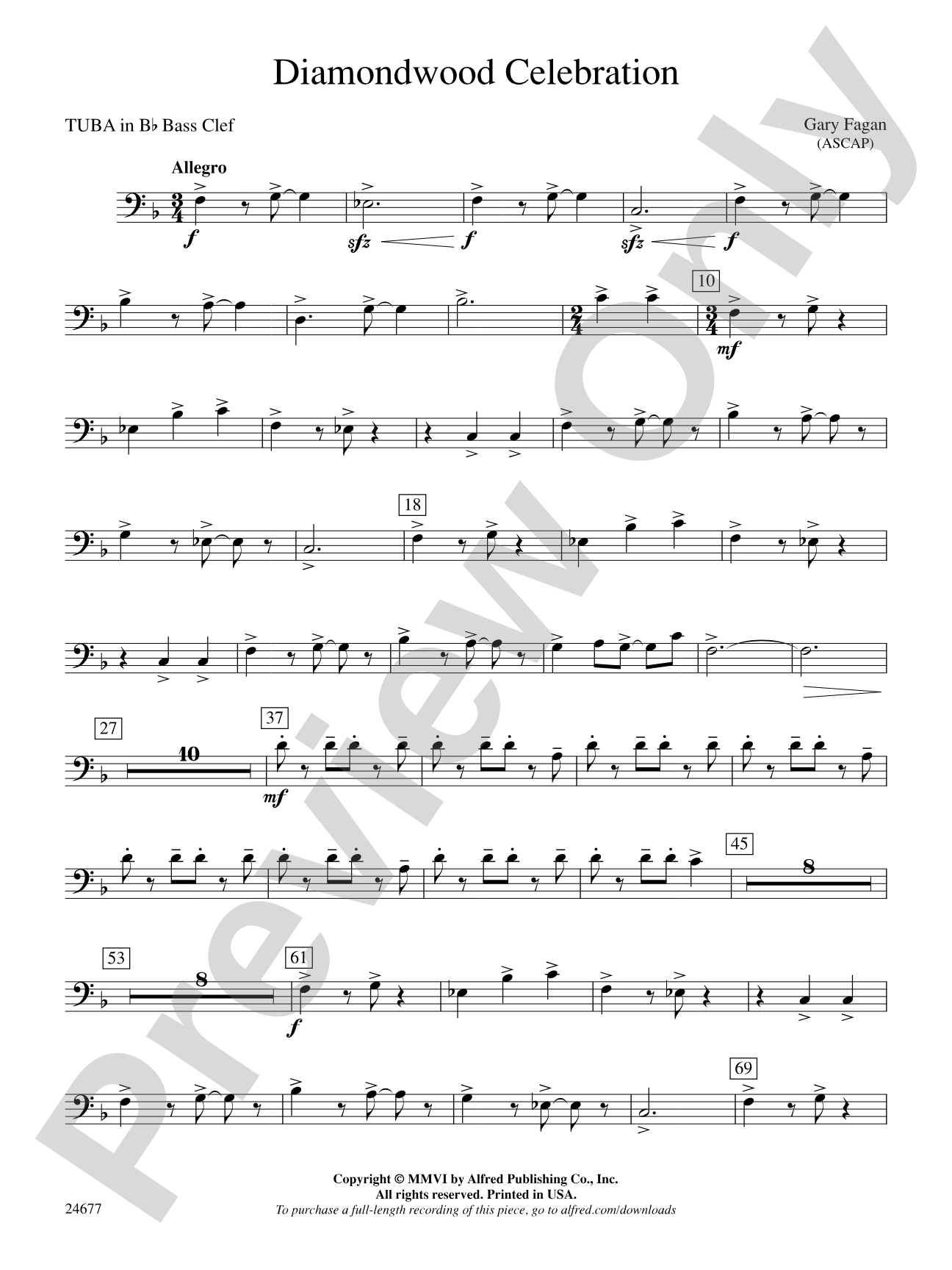 Diamondwood Celebration: (wp) B-flat Tuba B.C.