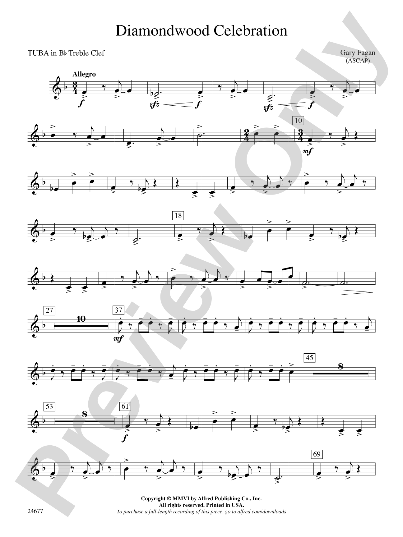 Diamondwood Celebration: (wp) B-flat Tuba T.C.