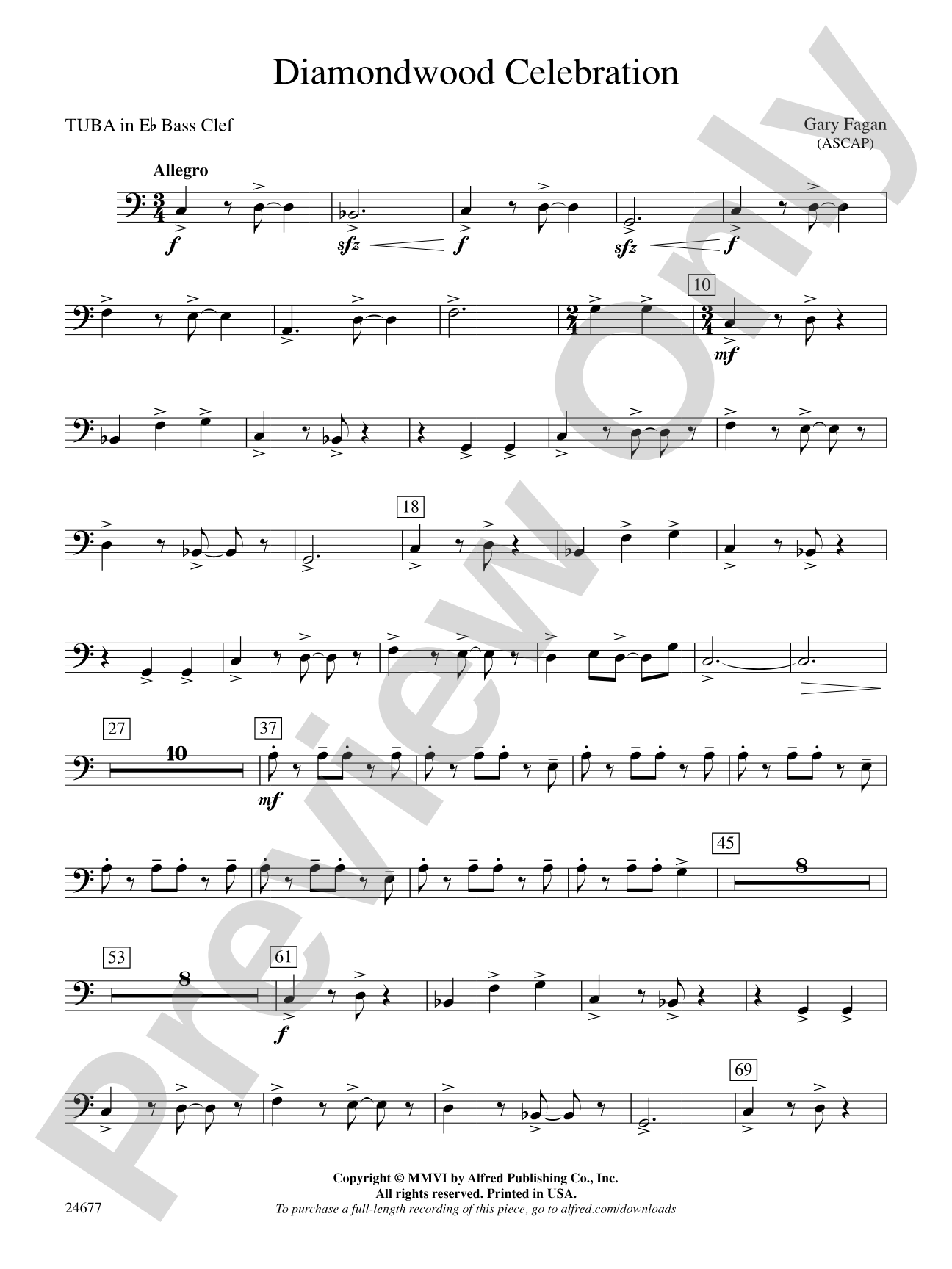 Diamondwood Celebration: (wp) E-flat Tuba B.C.